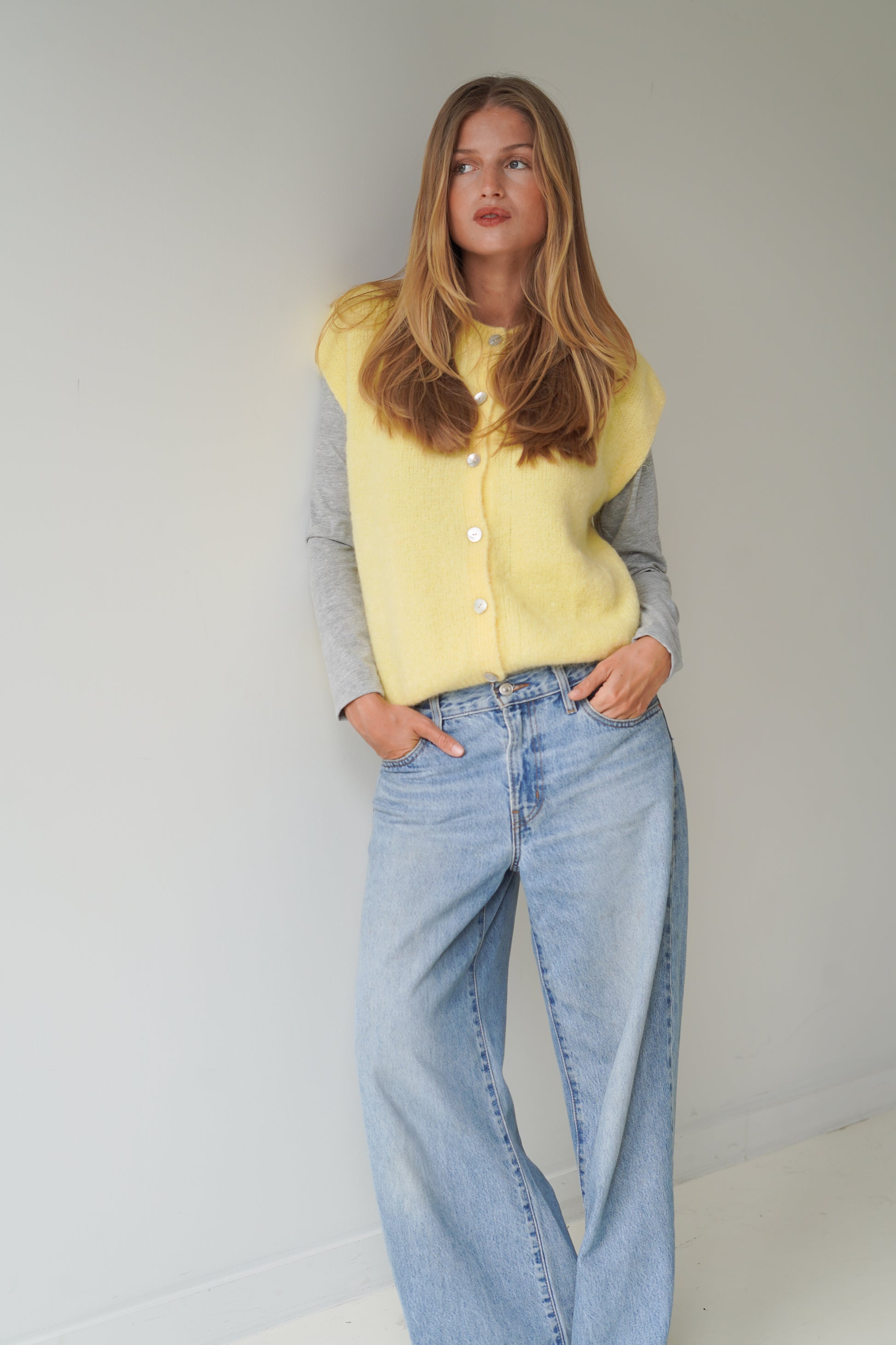 Bea Cardigan Sleeveless Yellow-3