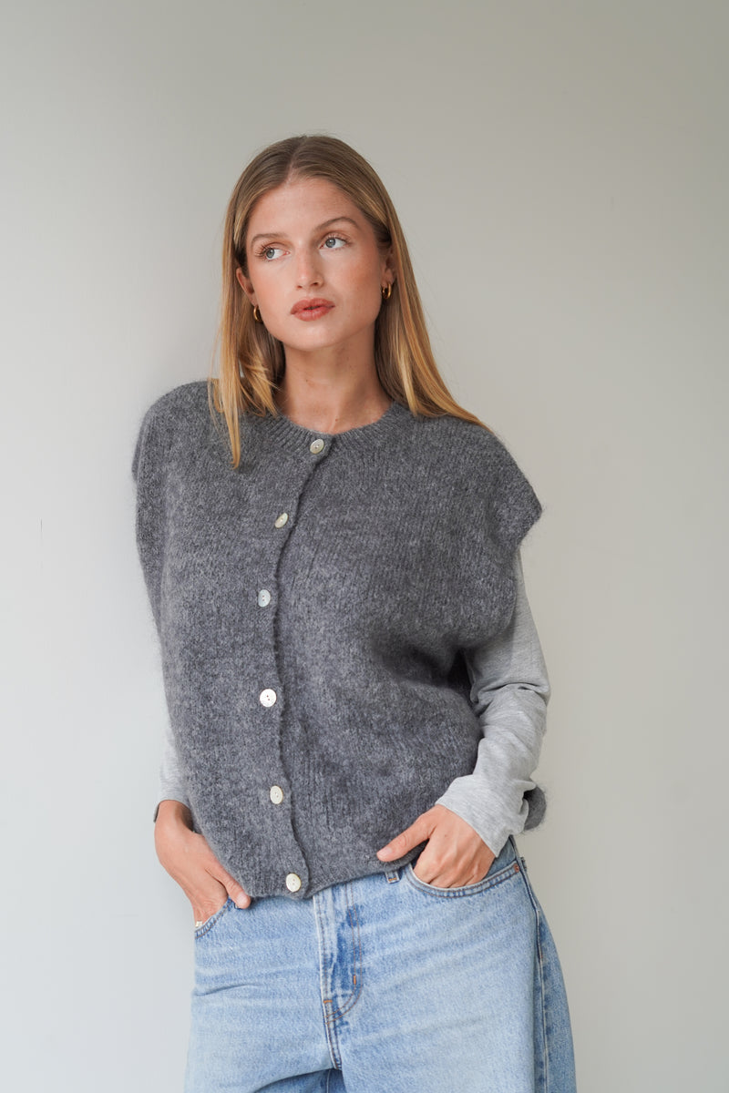 Bea Cardigan Sleeveless Grey-zoom-