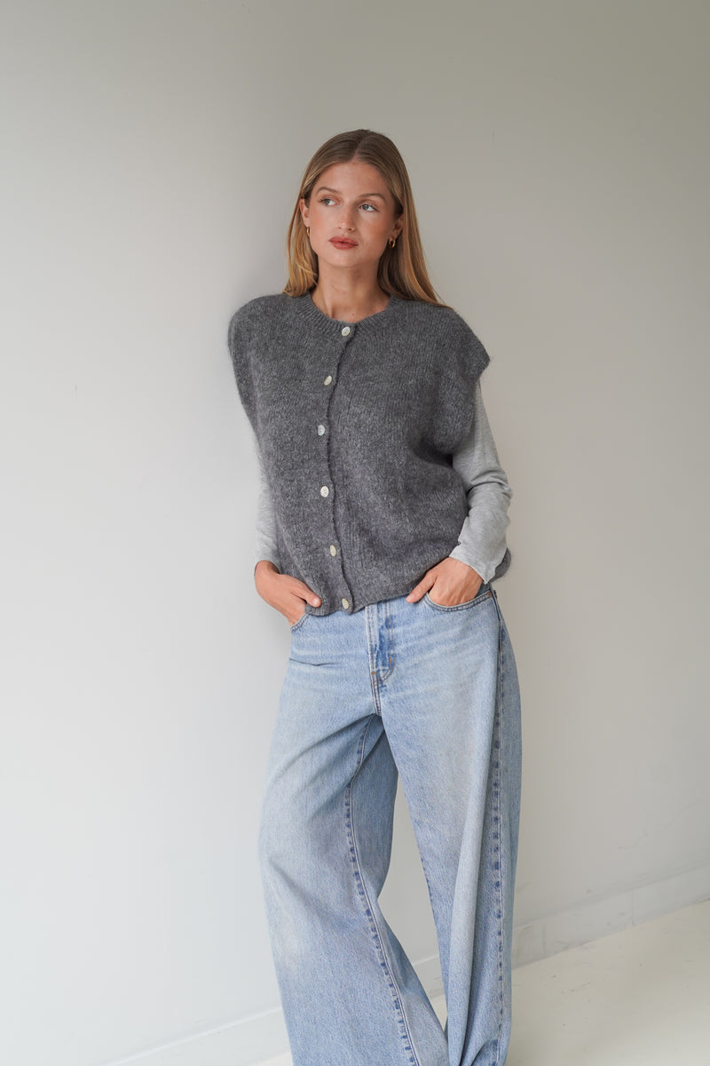 Bea Cardigan Sleeveless Grey-zoom-
