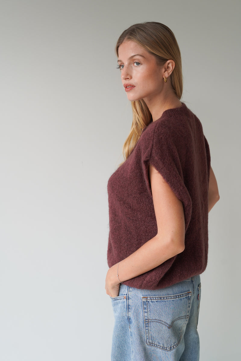Bea Cardigan Sleeveless Chocolate-zoom-