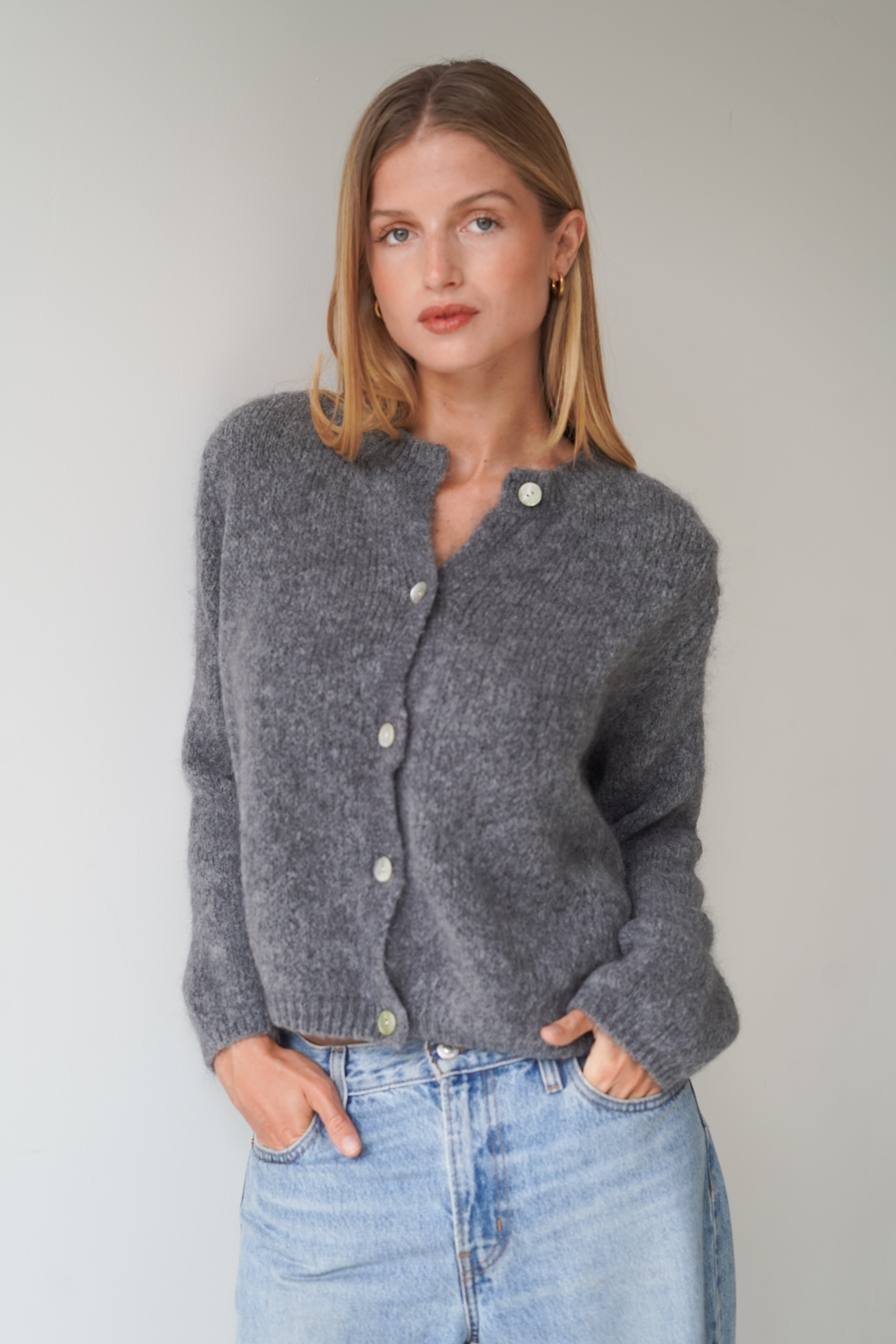 Beatrice Cardigan With Buttons Grey-zoom-4