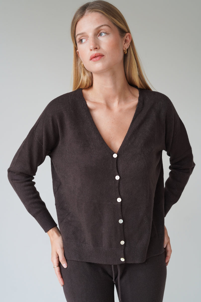 Jessica Cardigans With Buttons Chocolate-zoom-
