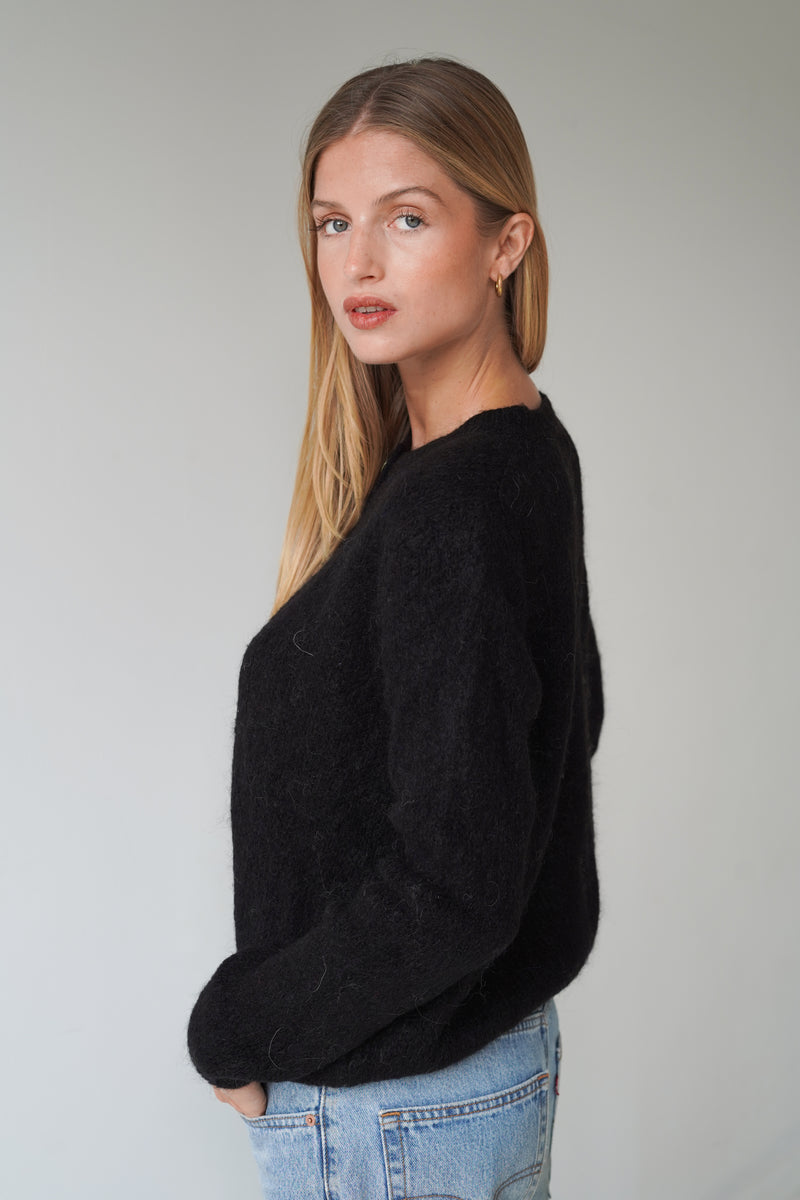 Beatrice Cardigan With Buttons Black-zoom-