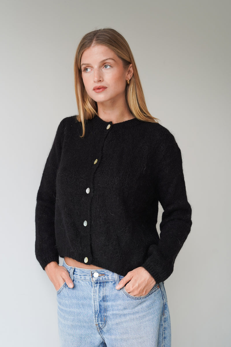 Beatrice Cardigan With Buttons Black-zoom-