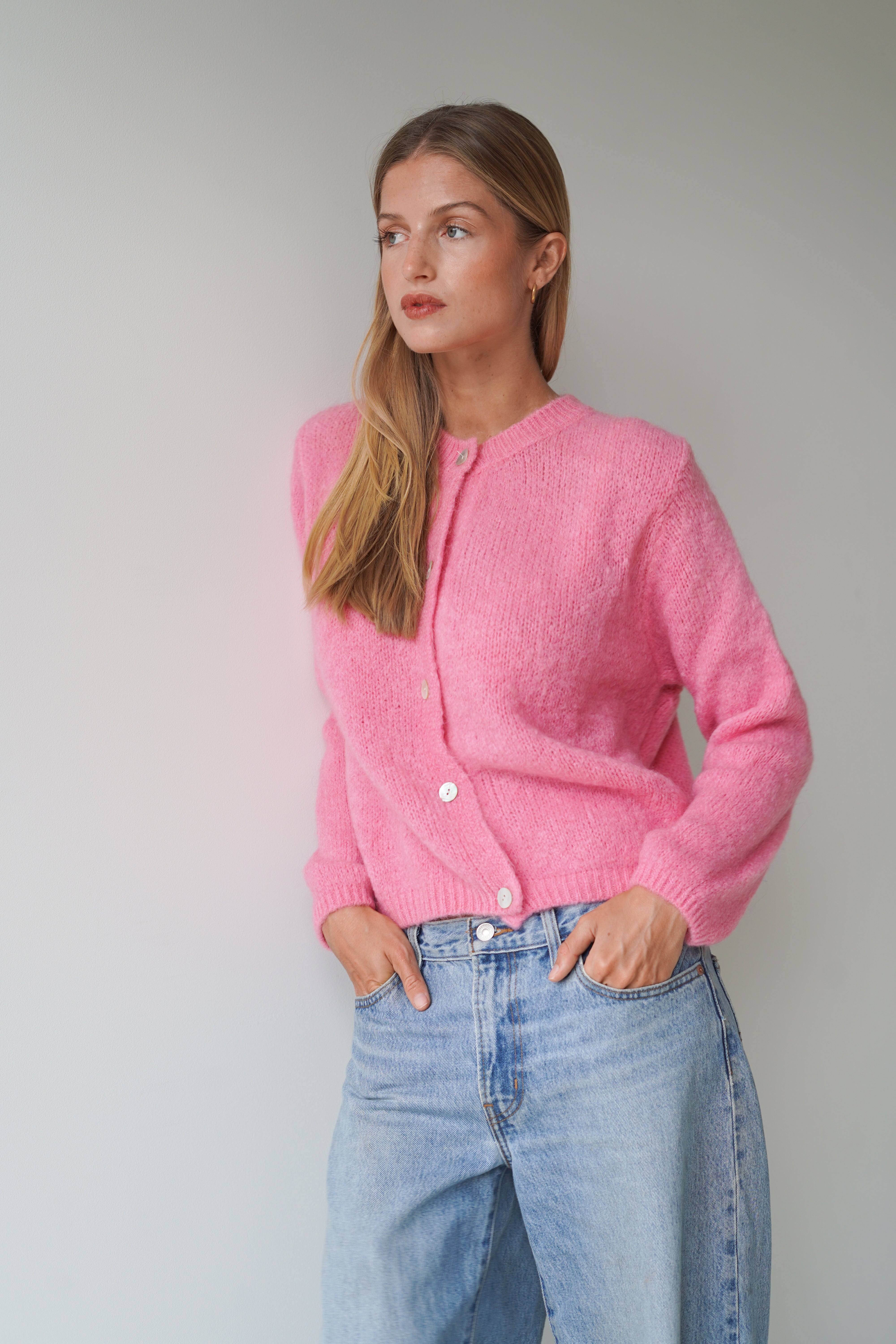 Beatrice Cardigan With Buttons Candy Pink-zoom-5