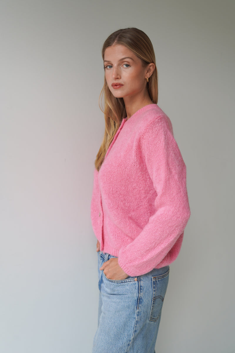 Beatrice Cardigan With Buttons Candy Pink-zoom-