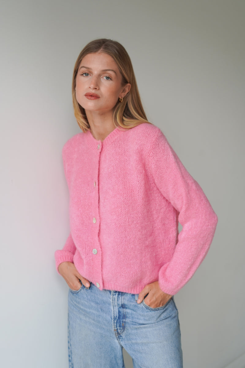 Beatrice Cardigan With Buttons Candy Pink-zoom-