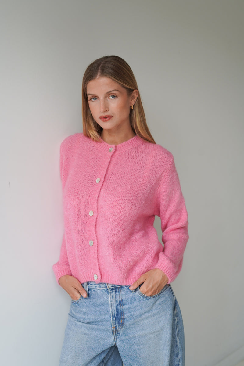 Beatrice Cardigan With Buttons Candy Pink-zoom-