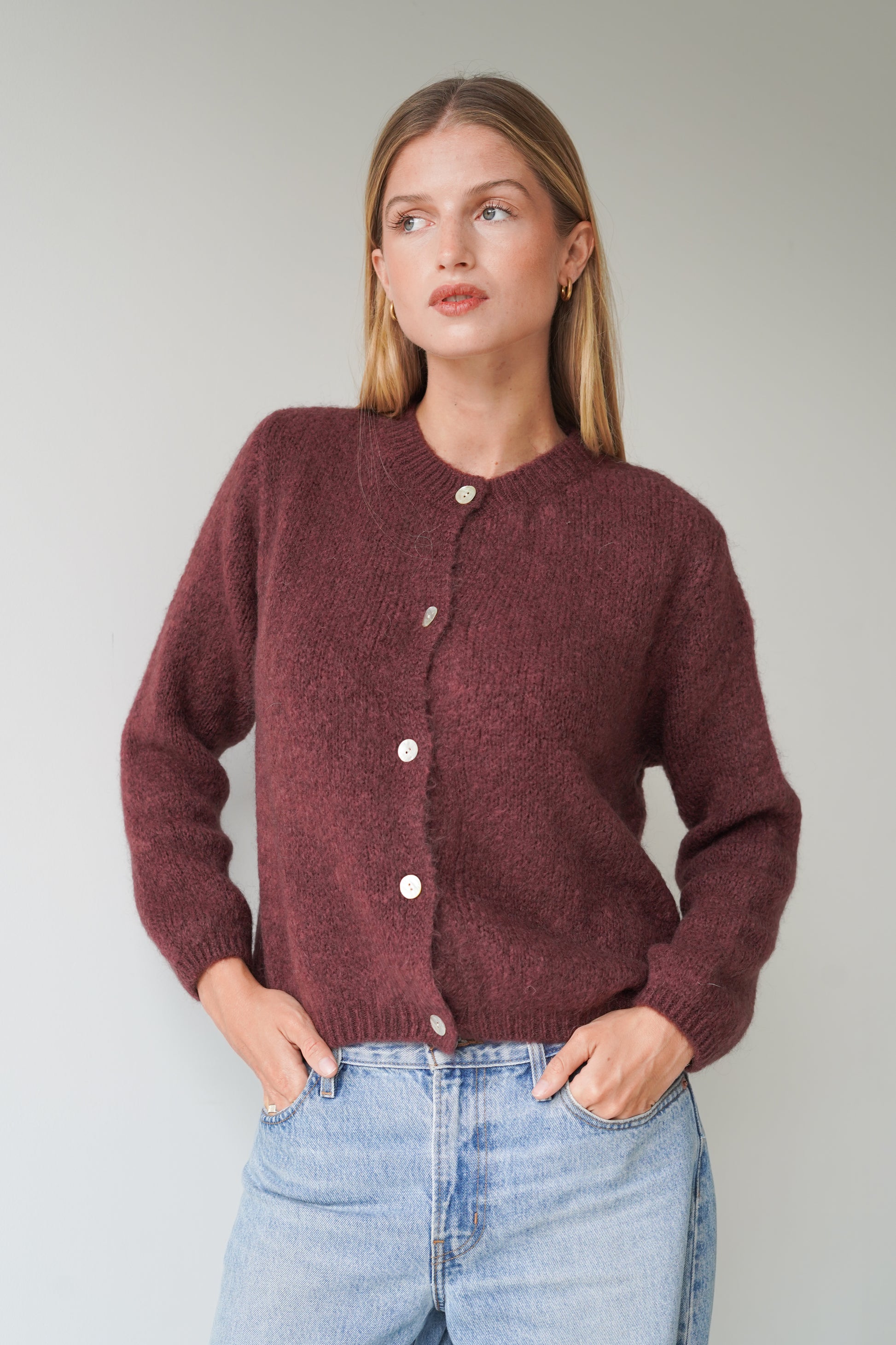 Beatrice Cardigan With Buttons Chocolate-5