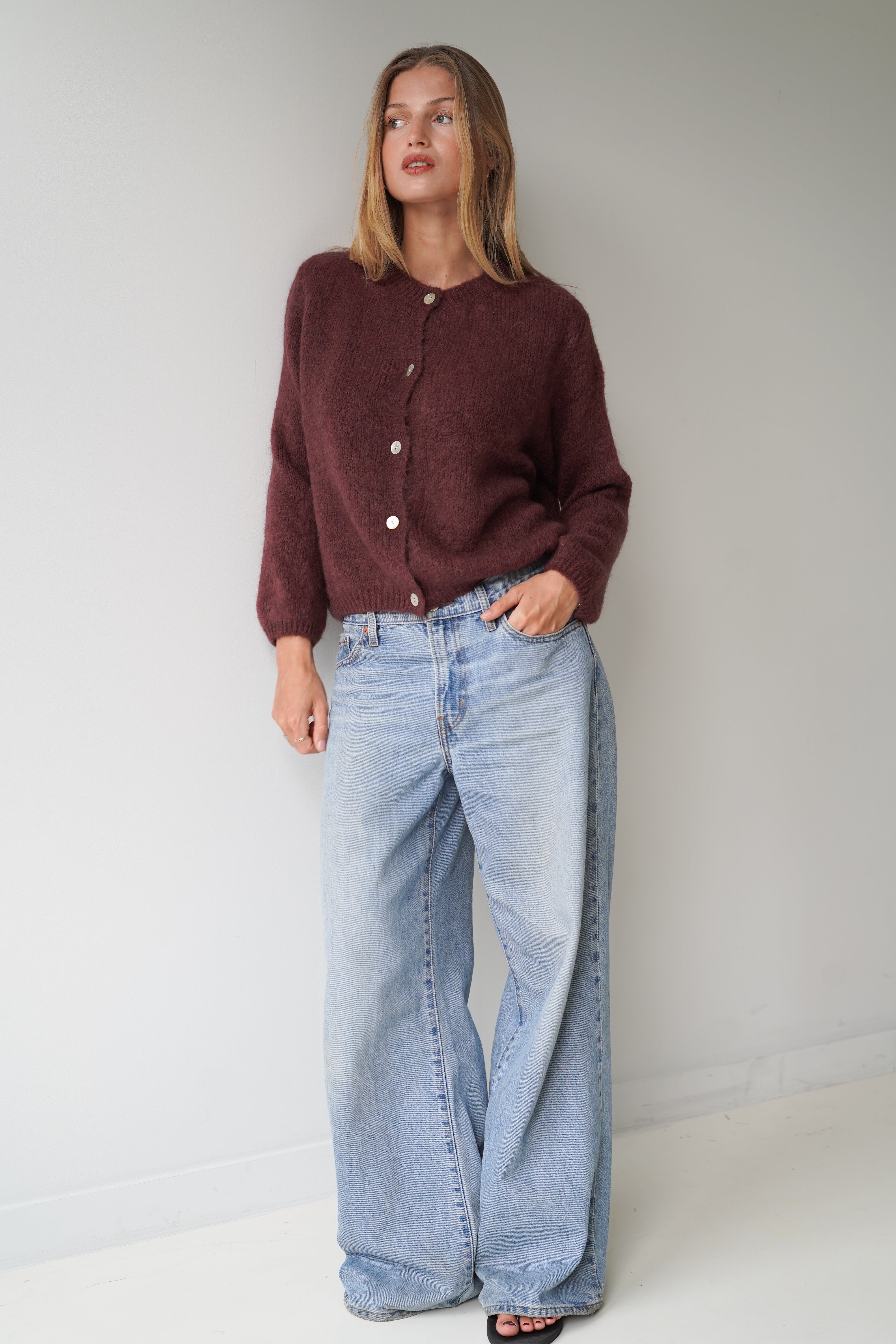 Beatrice Cardigan With Buttons Chocolate-zoom-4