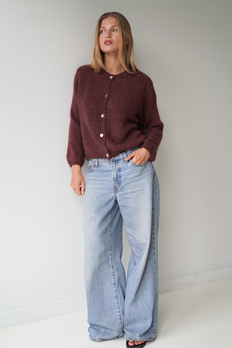 Beatrice Cardigan With Buttons Chocolate-zoom-