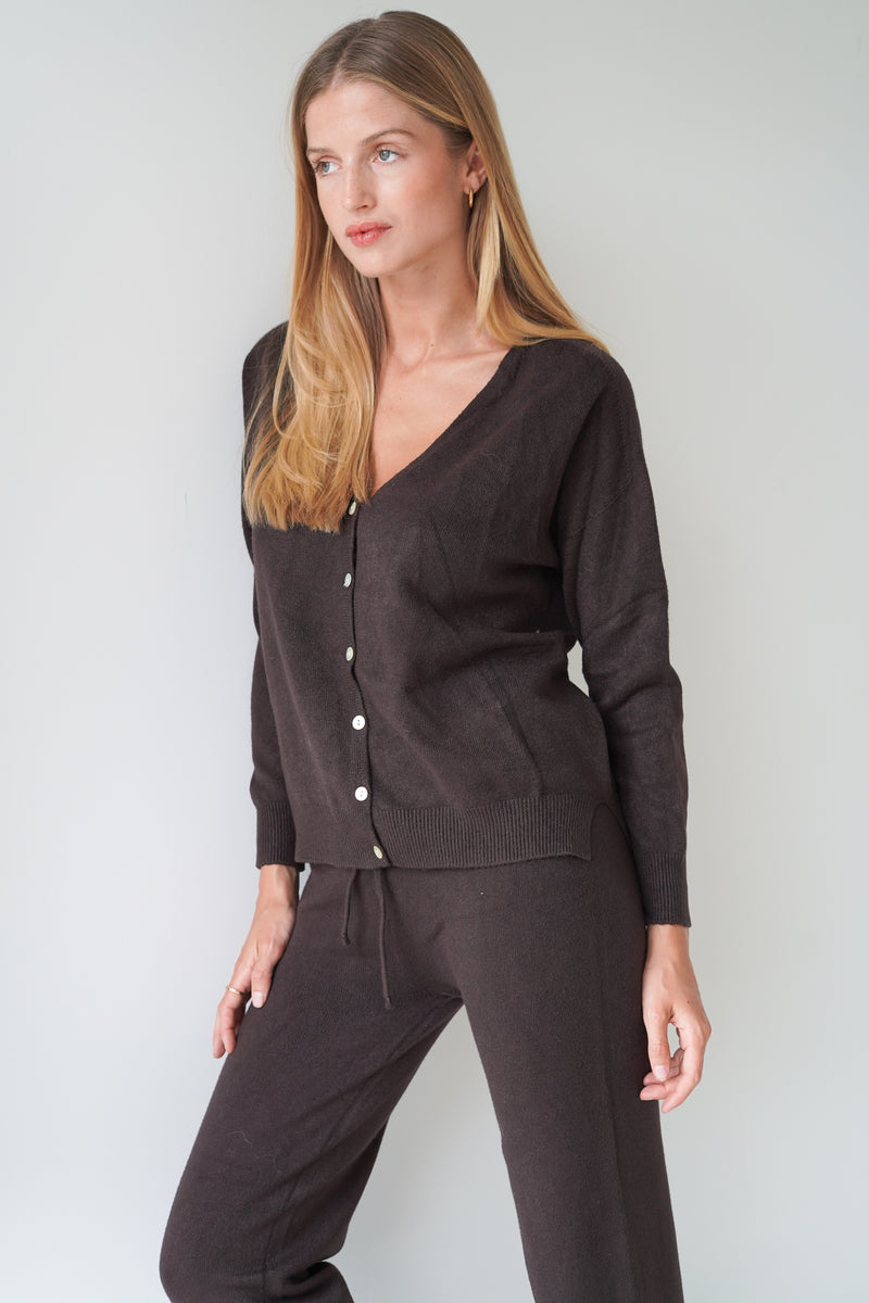 Jessica Cardigans With Buttons Chocolate-zoom-