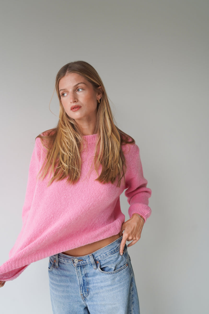 Sue Pullover Crew Neck Candy Pink-zoom-