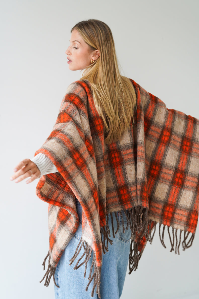 Mona Poncho Beige / Orange-zoom-