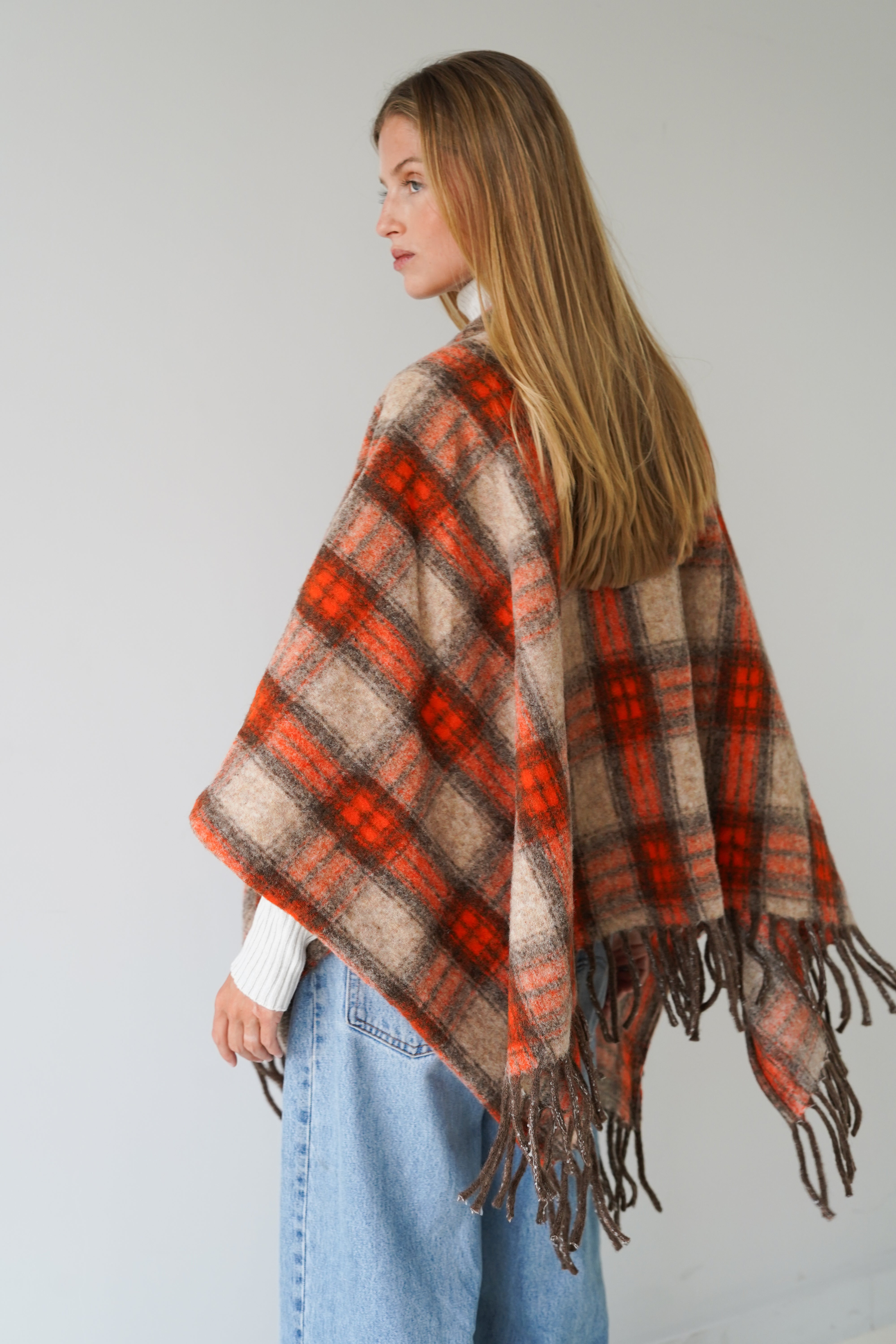 Mona Poncho Beige / Orange-zoom-3