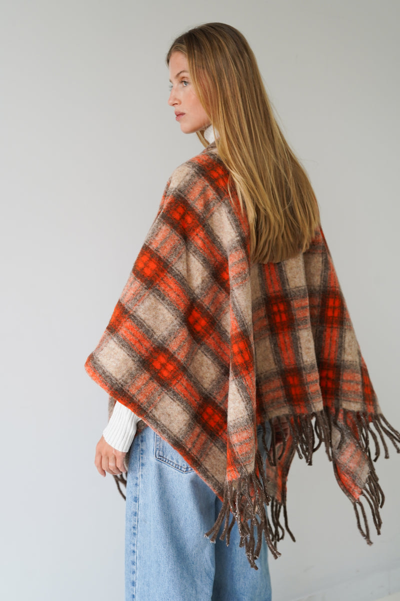 Mona Poncho Beige / Orange-zoom-