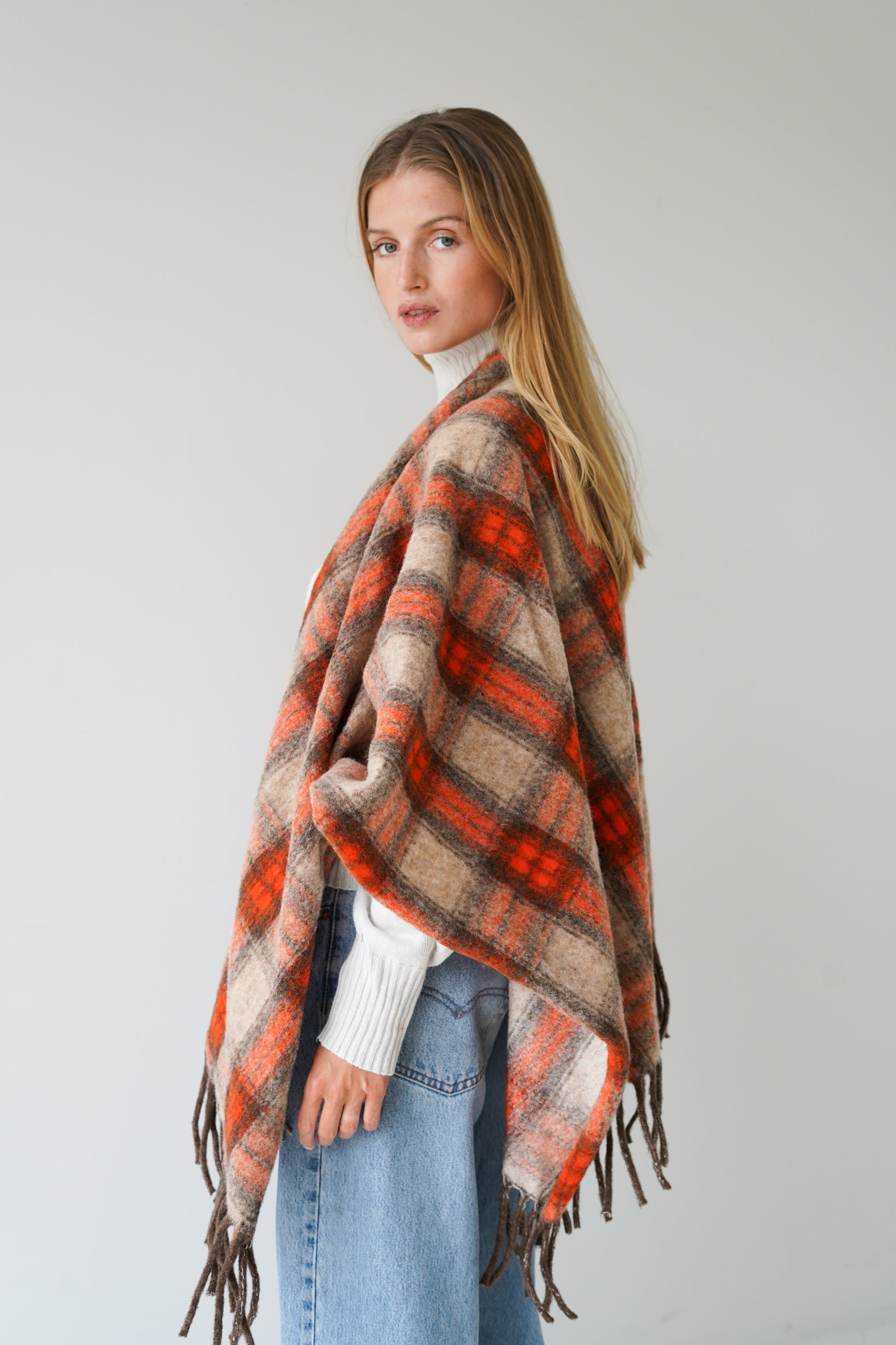 Mona Poncho Beige / Orange-1
