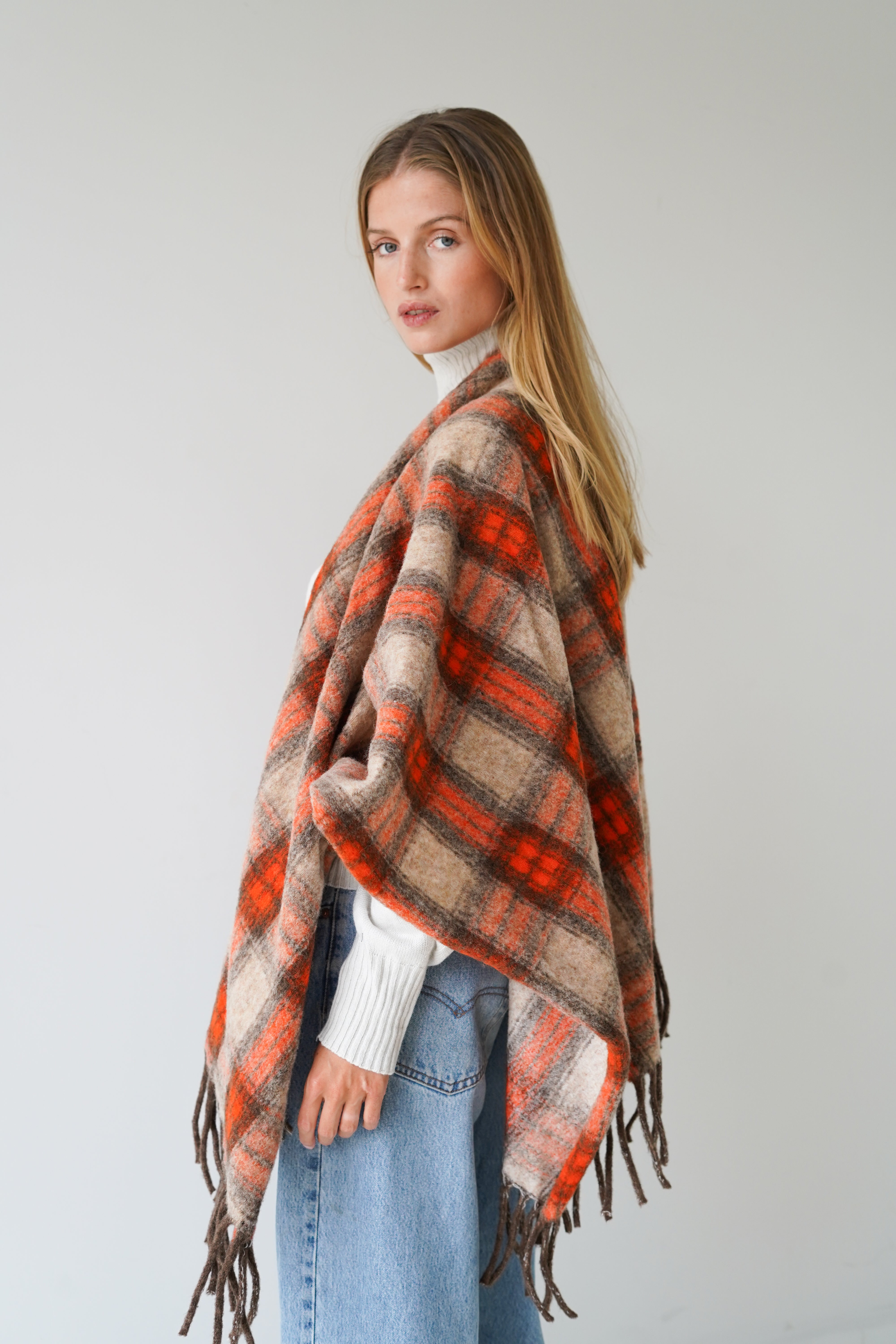 Mona Poncho Beige / Orange