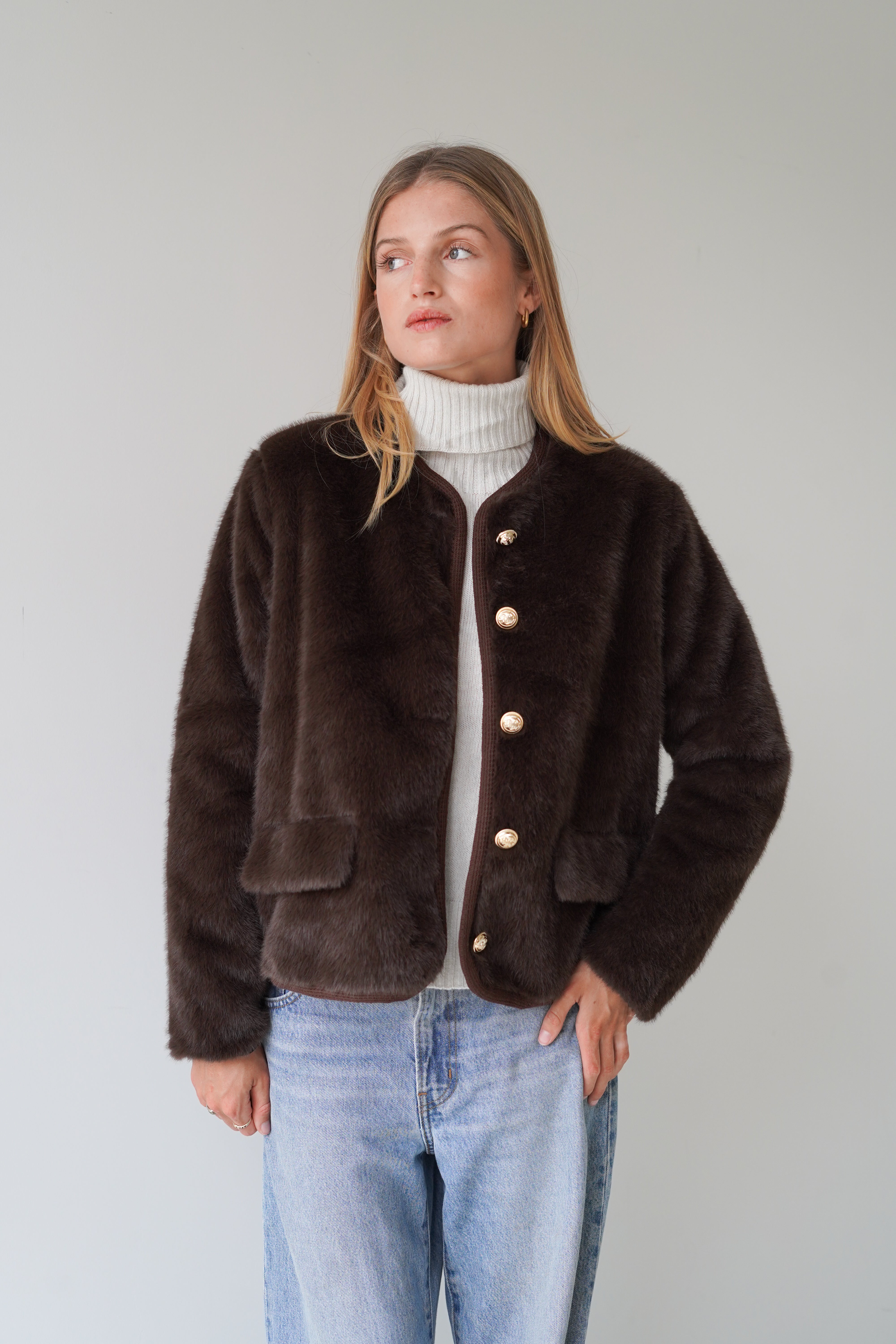 Manon Jacket Fake Fur Chocolate-zoom-5