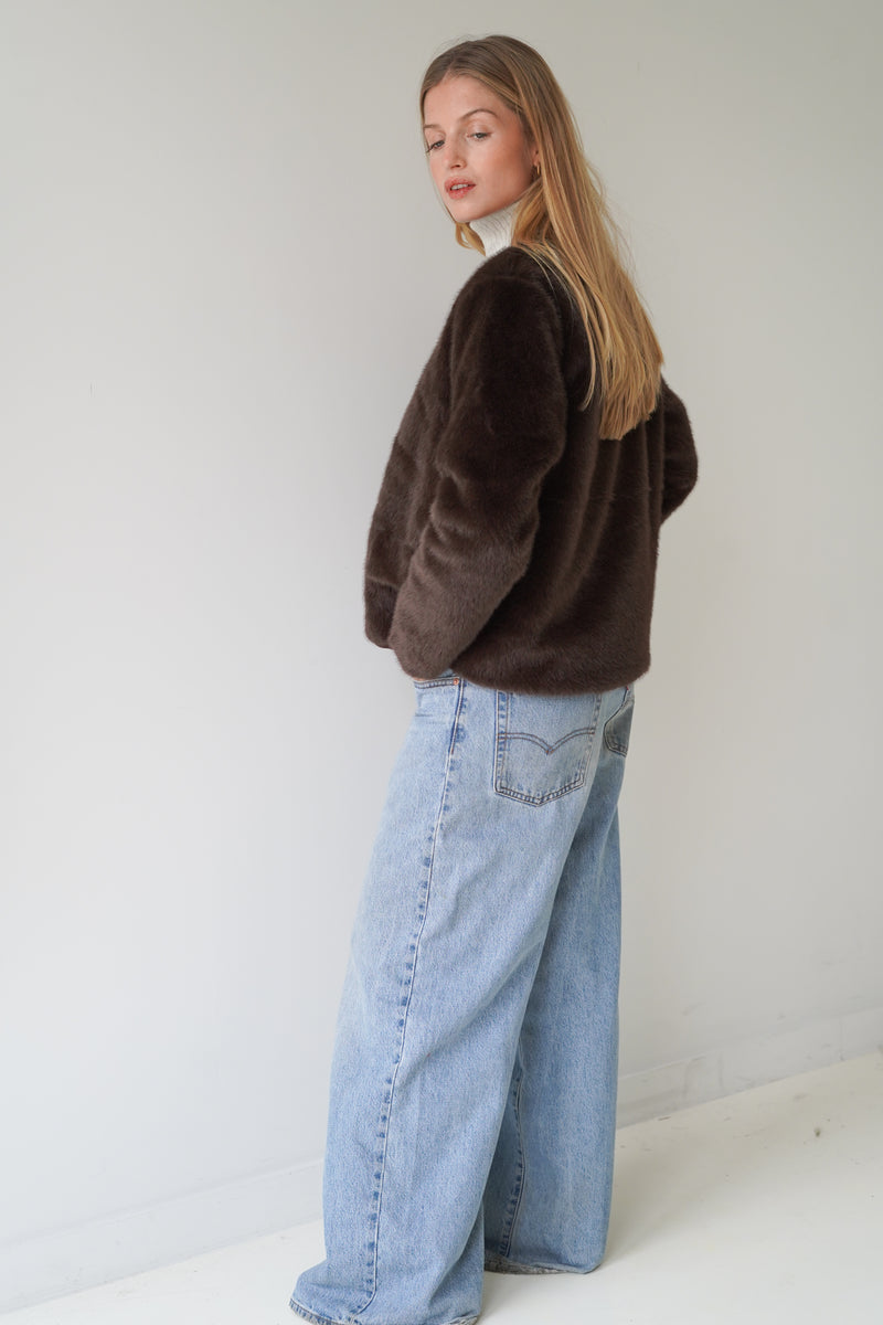 Manon Jacket Fake Fur Chocolate-zoom-
