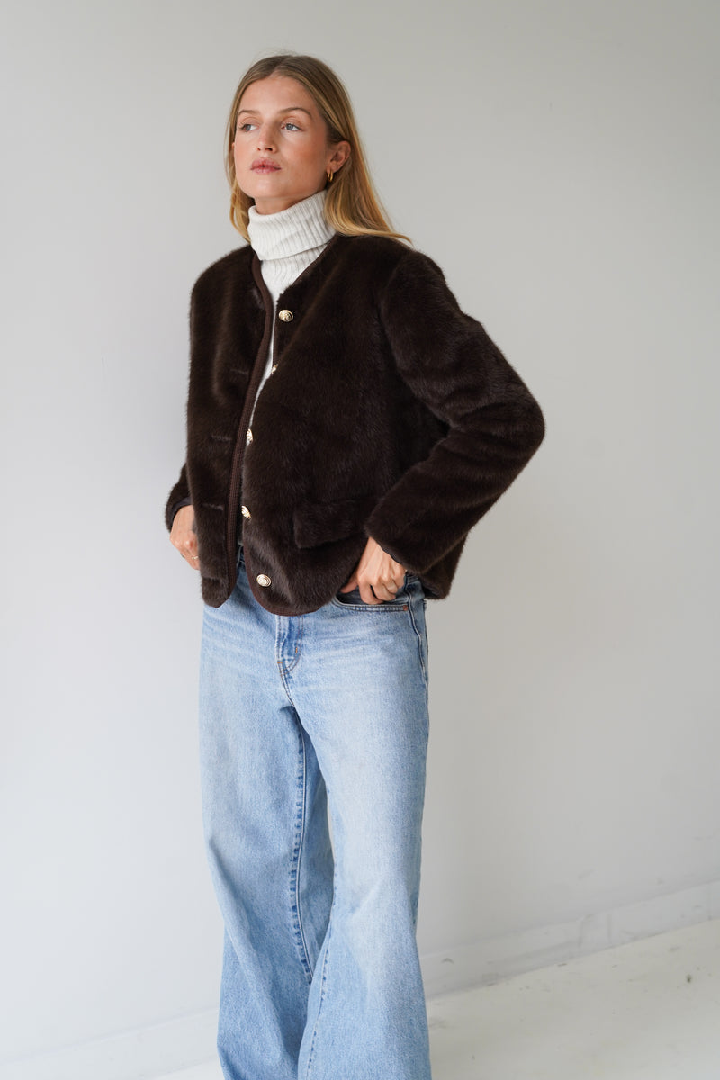 Manon Jacket Fake Fur Chocolate-zoom-