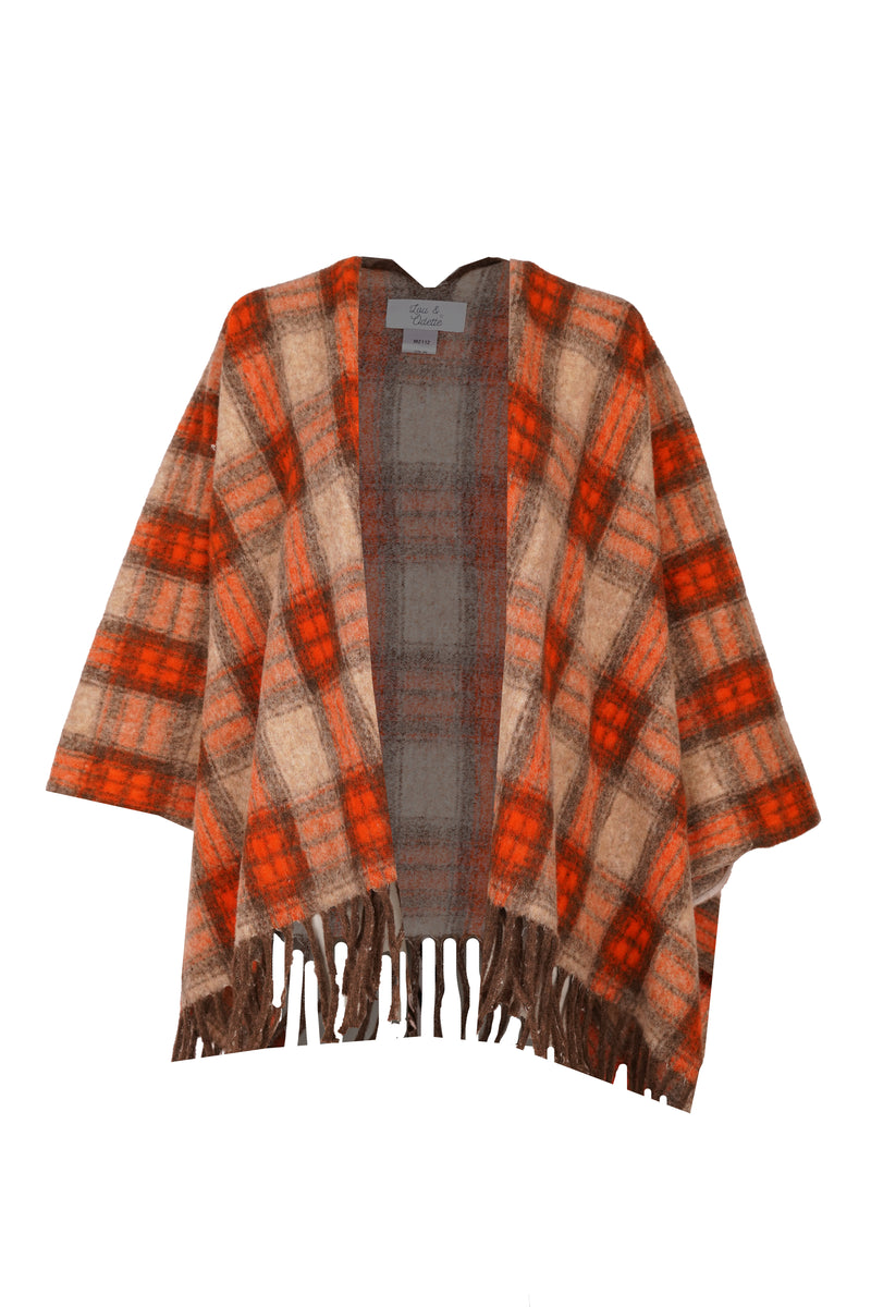 Mona Poncho Beige / Orange-zoom-