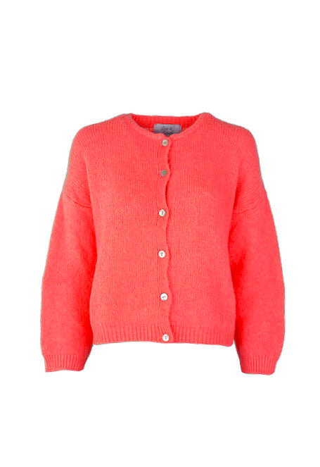 Nathalie Cardigan Buttons Coral-zoom-