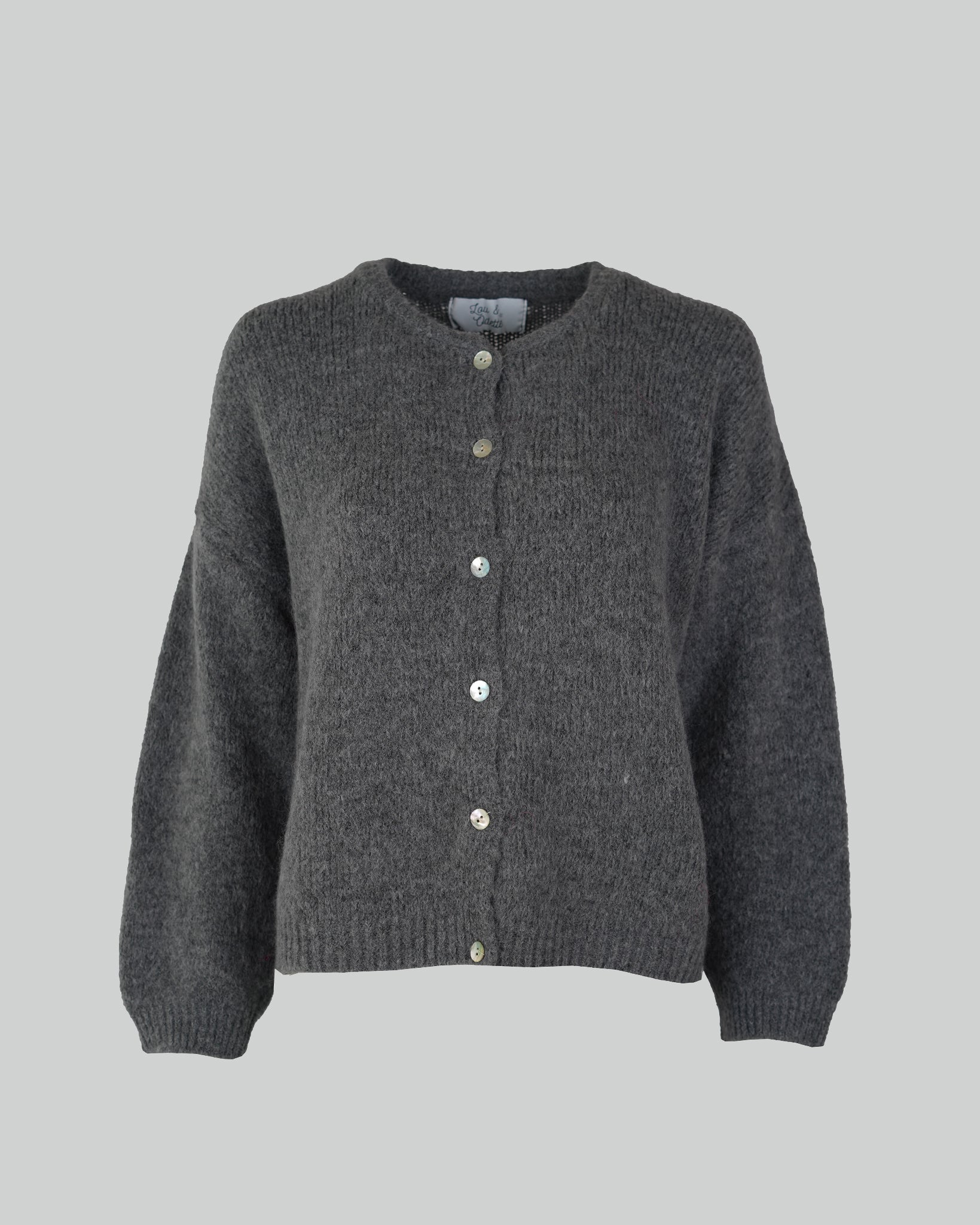 Nathalie Cardigan Buttons Grey-1