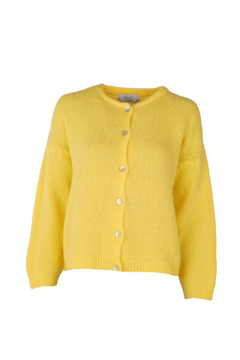 Nathalie Cardigan Buttons Yellow-zoom-