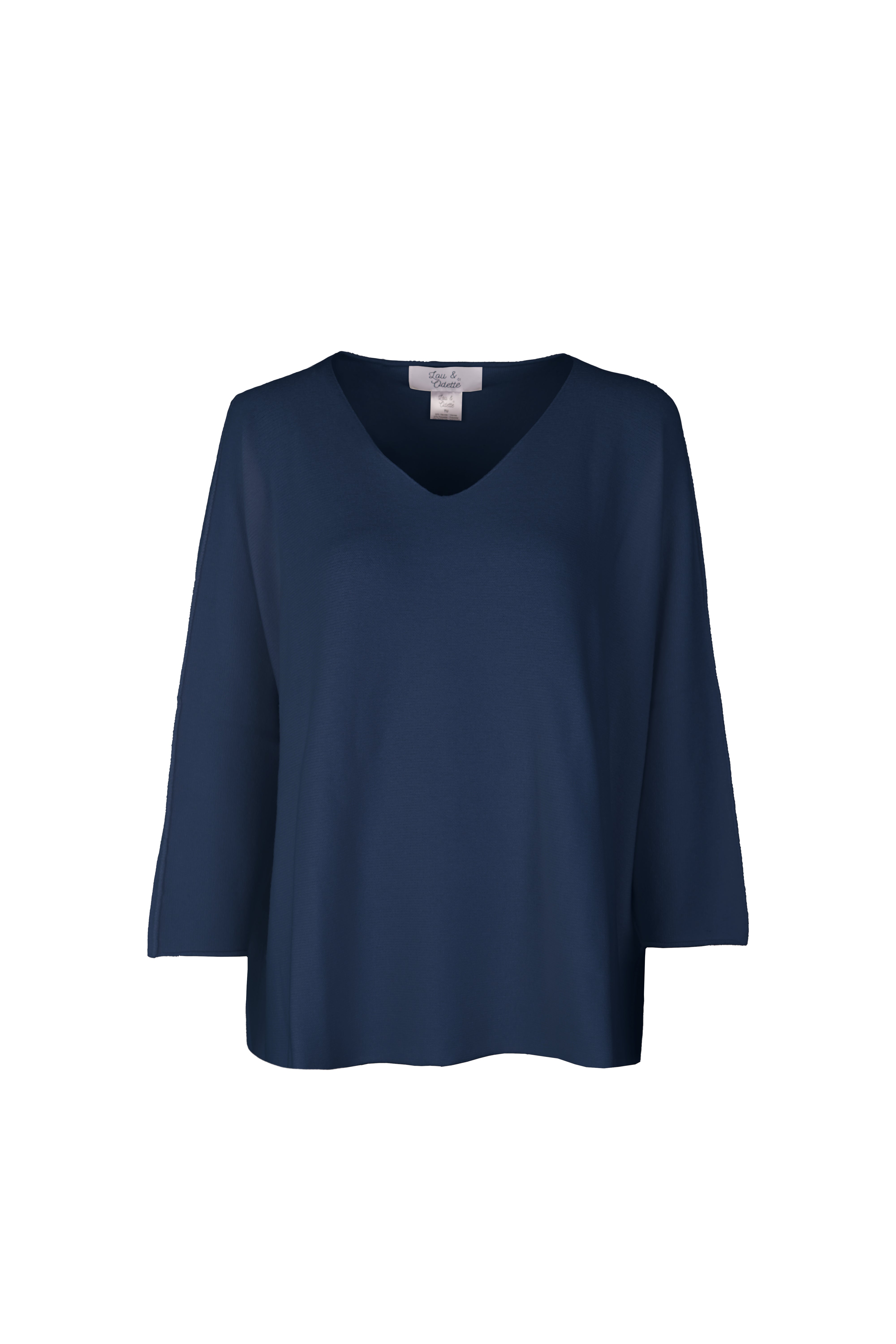 Laura V-Neck Pull Navy-zoom-7
