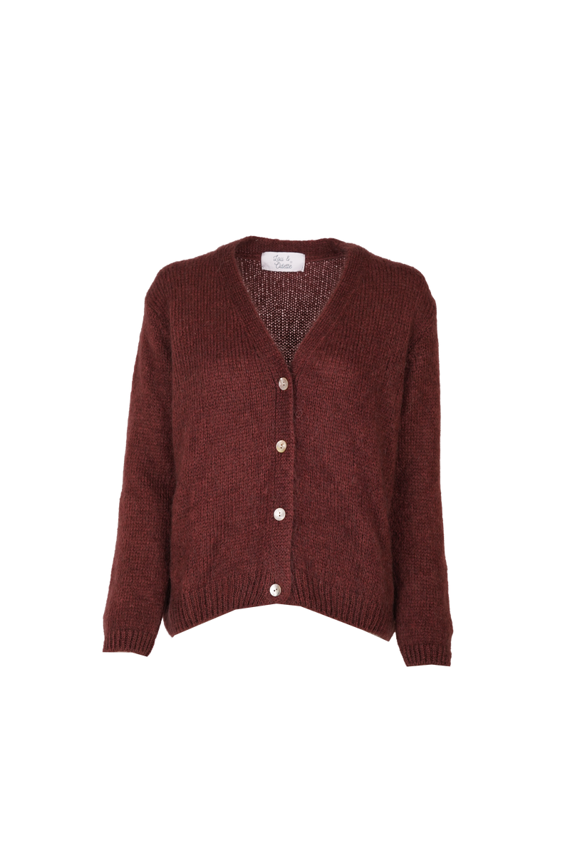 Vivian Cardigan V-Neck Chocolate-zoom-