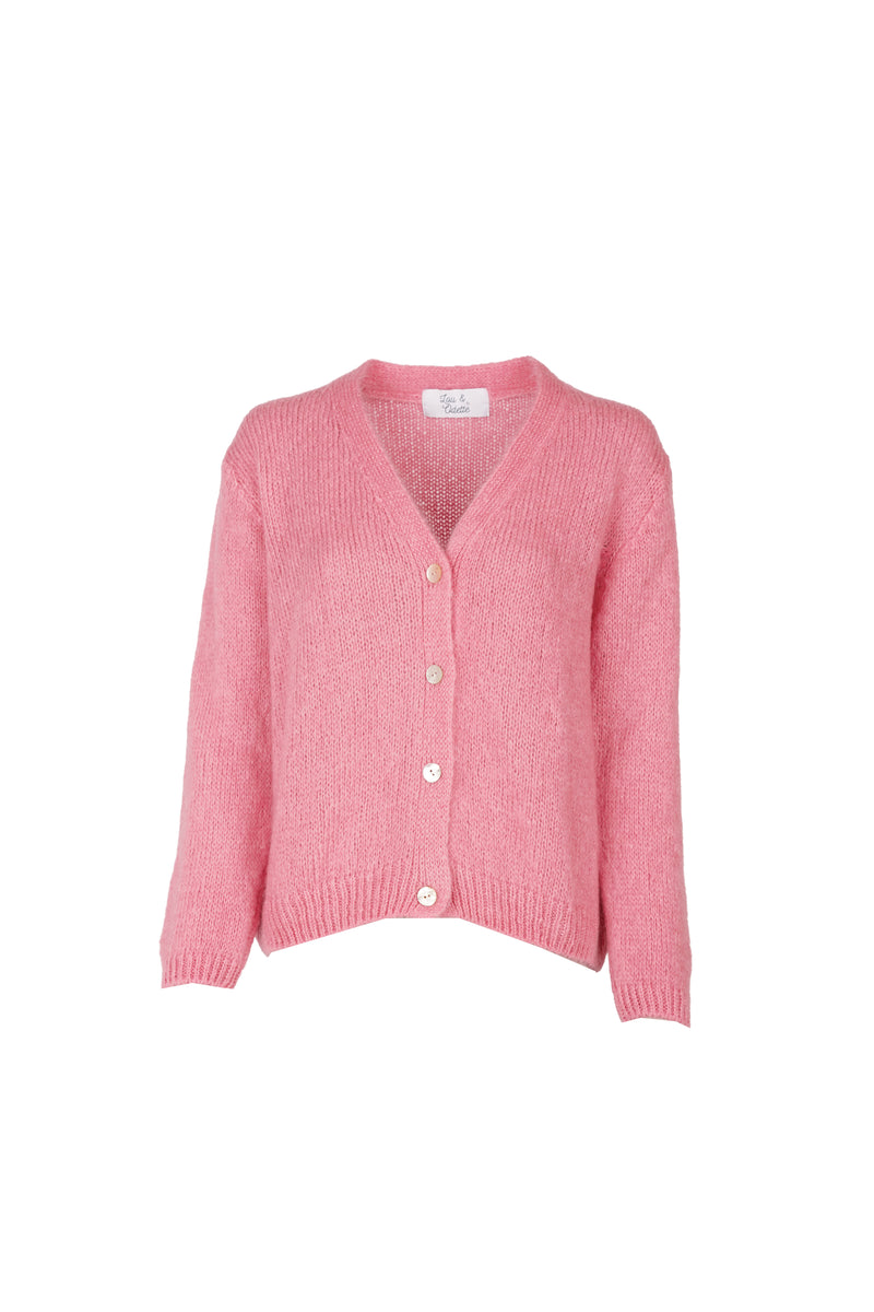 Vivian Cardigan V-Neck Candy Pink-zoom-