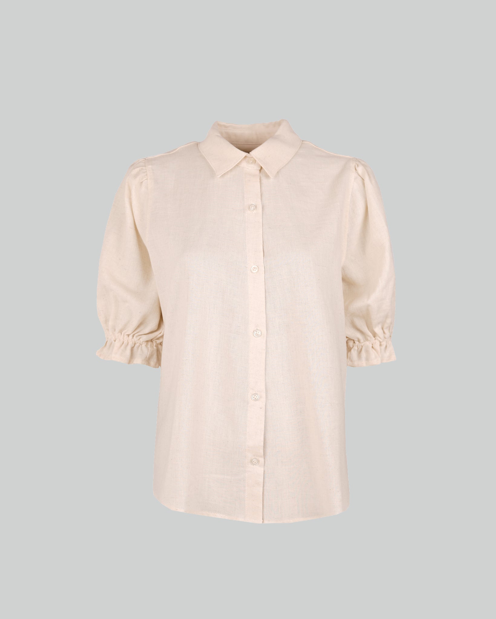Veronique Blouse Puff Sleeve Linen Off White-zoom-1