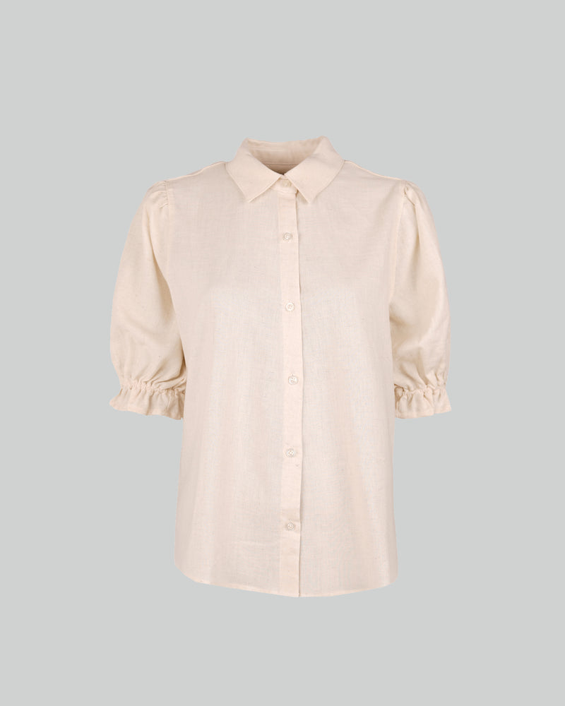 Veronique Blouse Puff Sleeve Linen Off White-zoom-