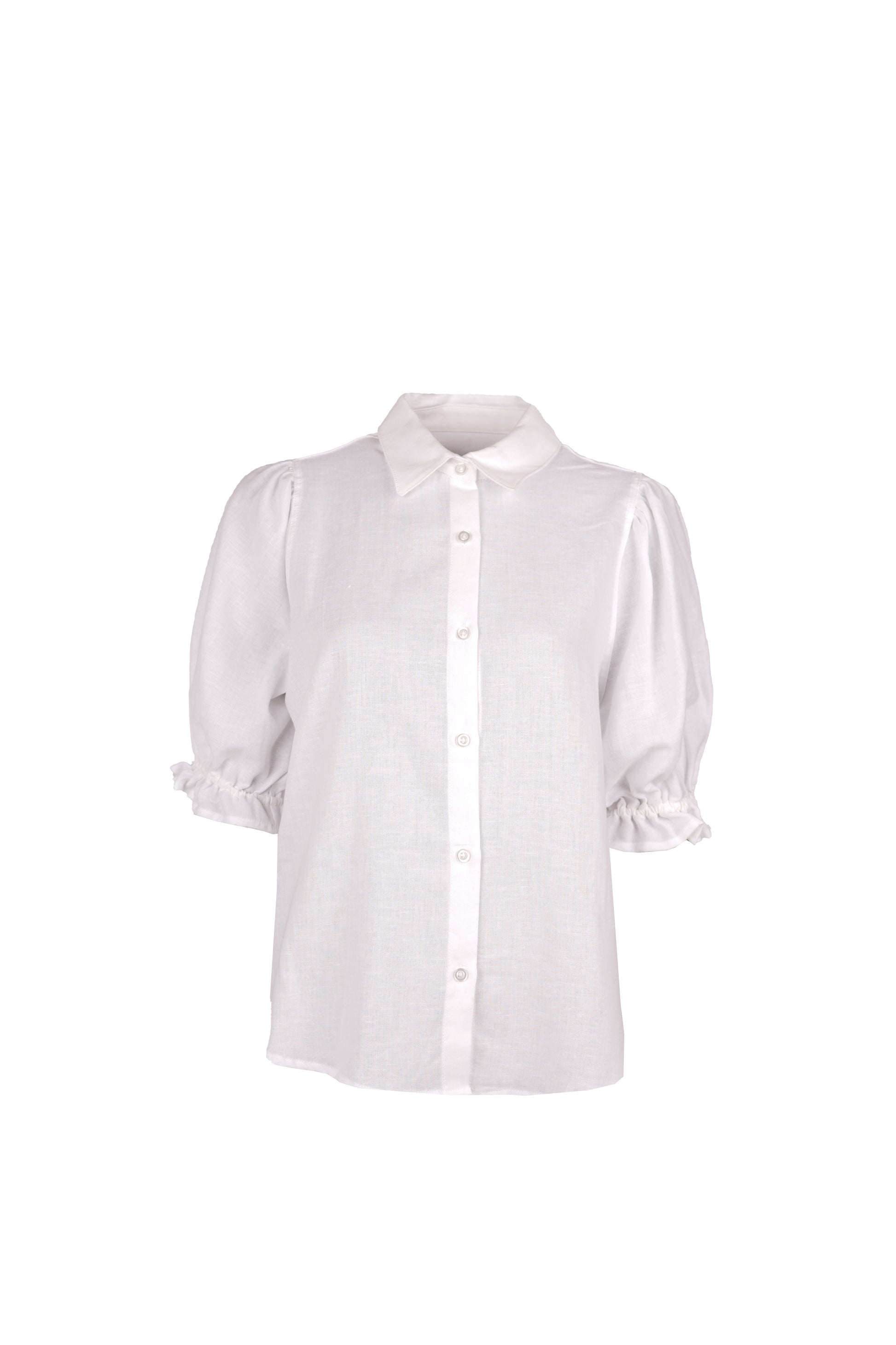 Veronique Blouse Puff Sleeve Linen White-5