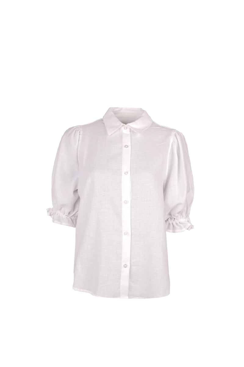 Veronique Blouse Puff Sleeve Linen White-zoom-