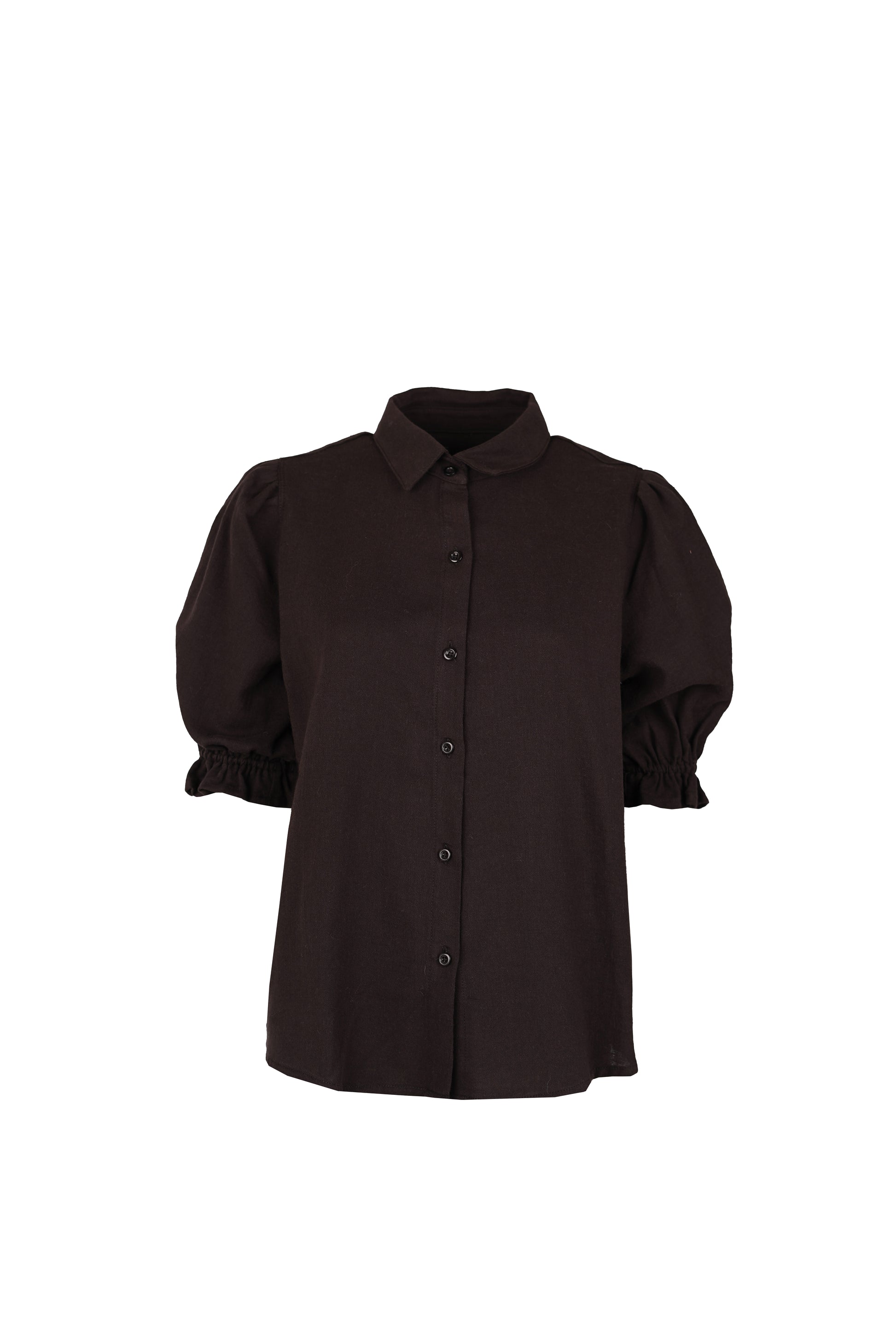 Veronique Blouse Puff Sleeve Linen Black-4