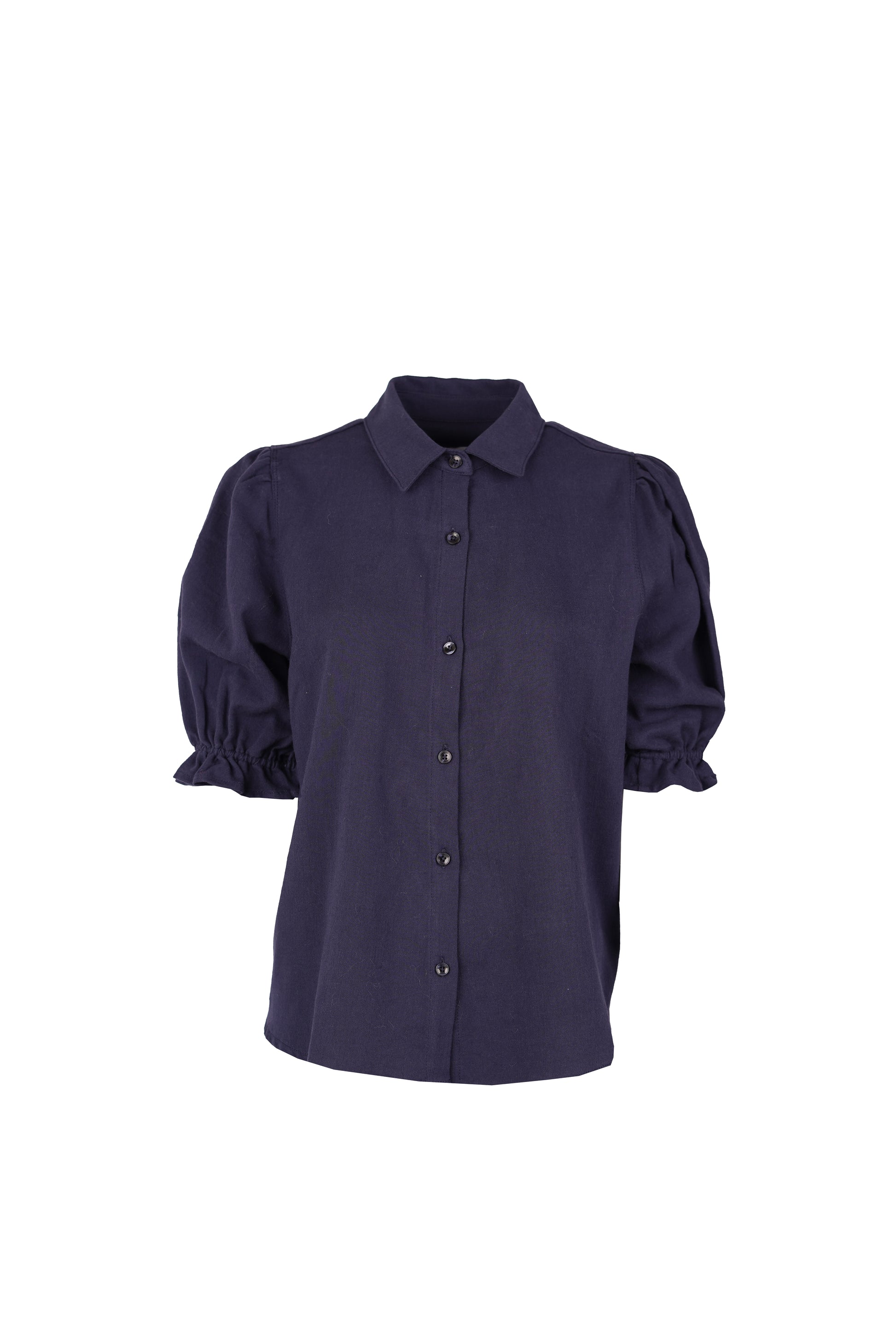 Veronique Blouse Puff Sleeve Linen Navy-4