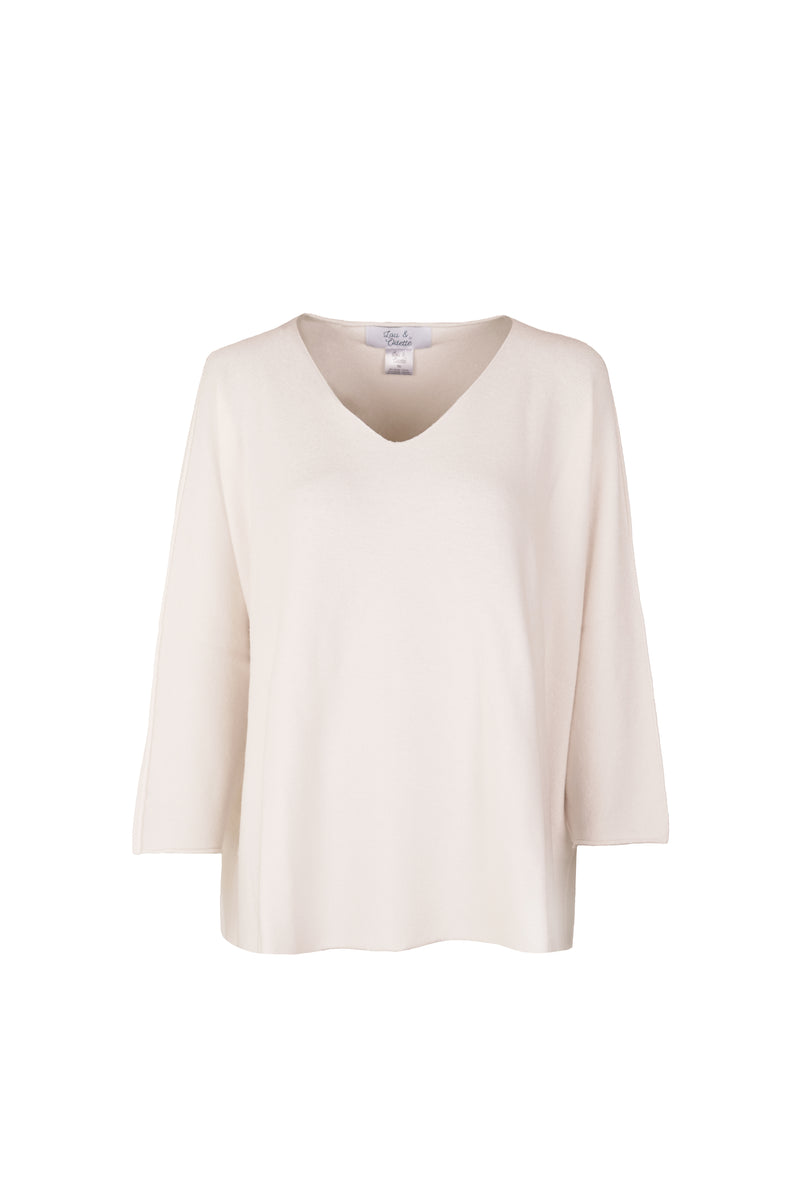 Laura V-Neck Pull White-zoom-