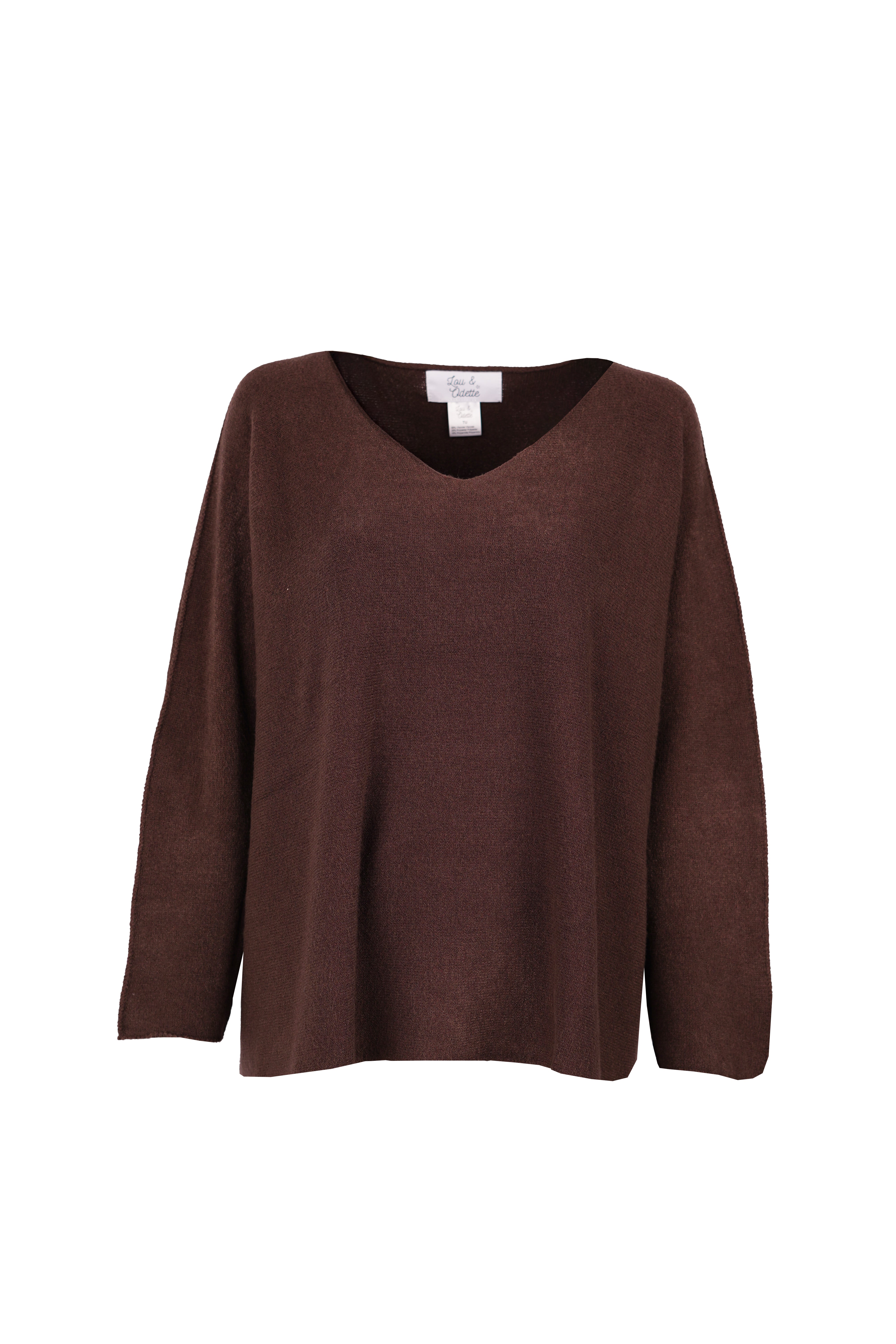 Laura V-Neck Pull Brown-zoom-4