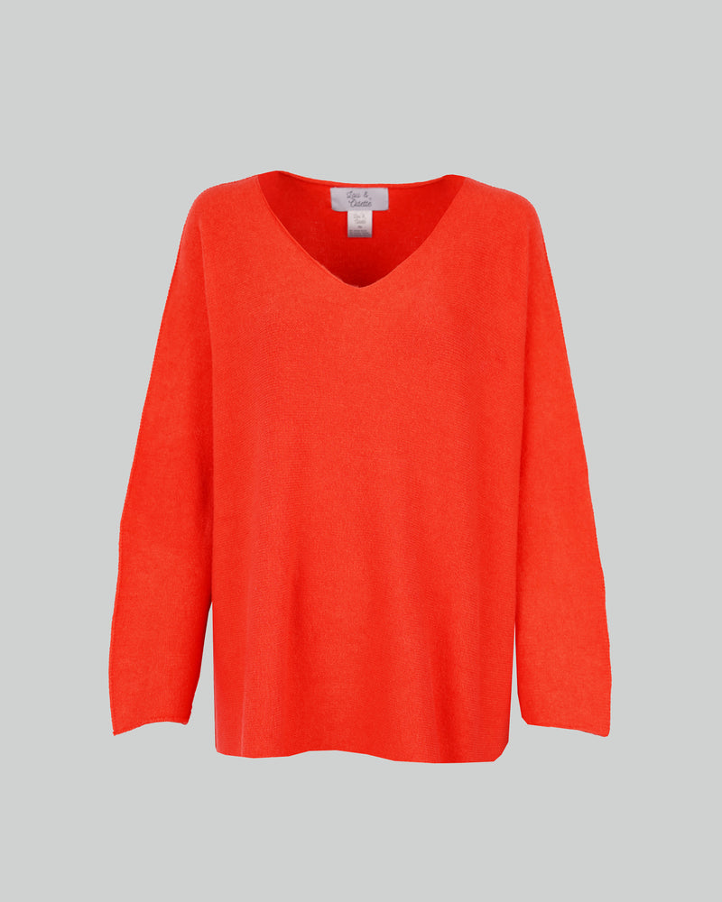 Laura V-Neck Pull Coral-zoom-