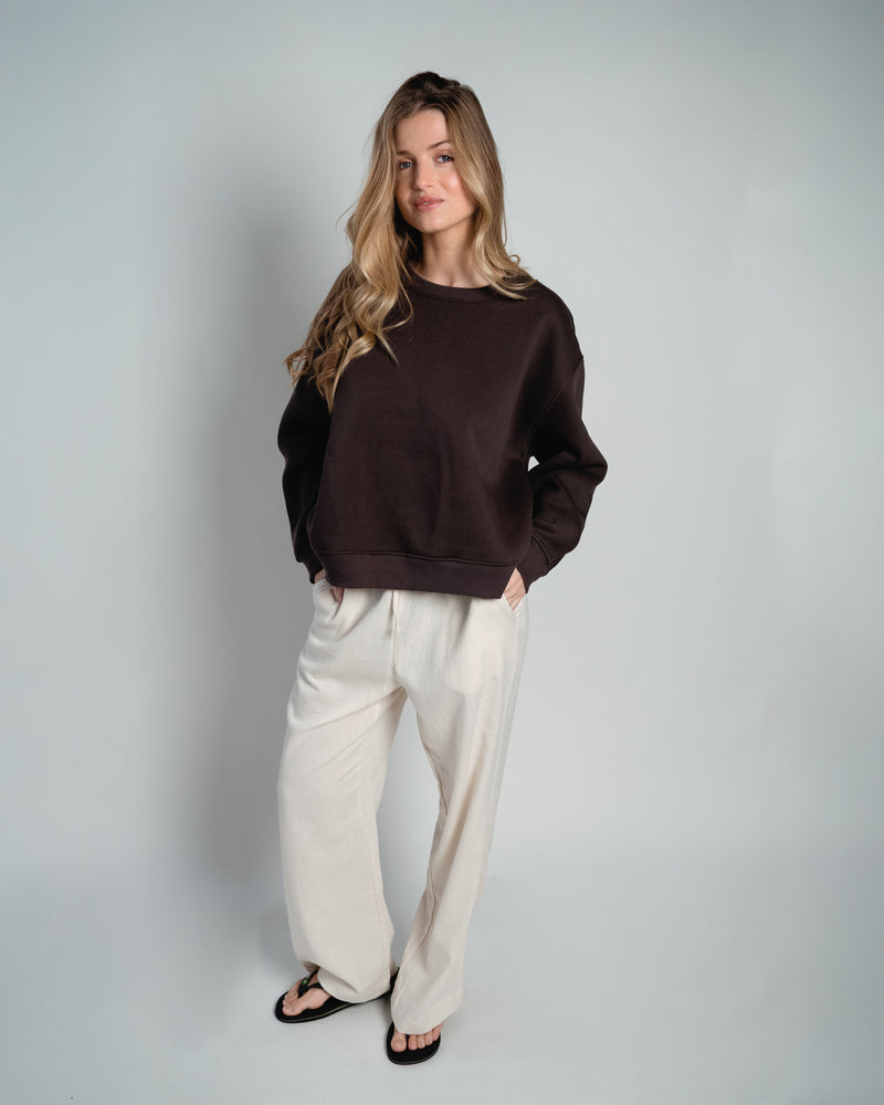 Paulina Easy Sweatshirt Chocolate Brown-zoom-