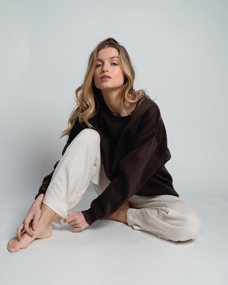 Paulina Easy Sweatshirt Chocolate Brown-zoom-