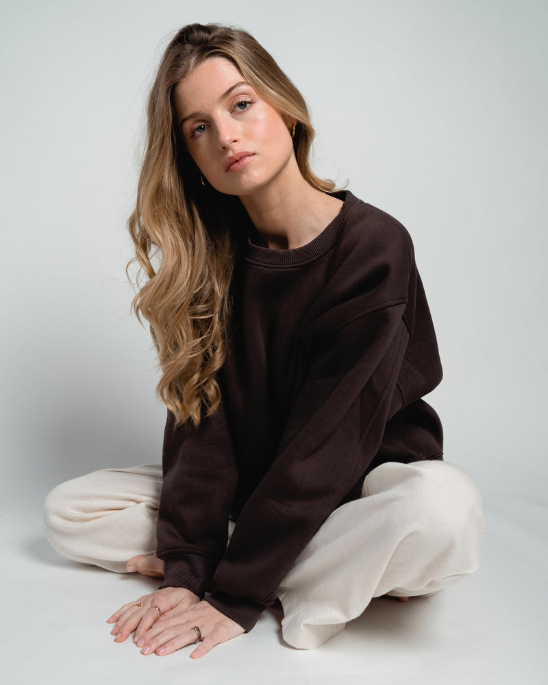 Paulina Easy Sweatshirt Chocolate Brown-zoom-