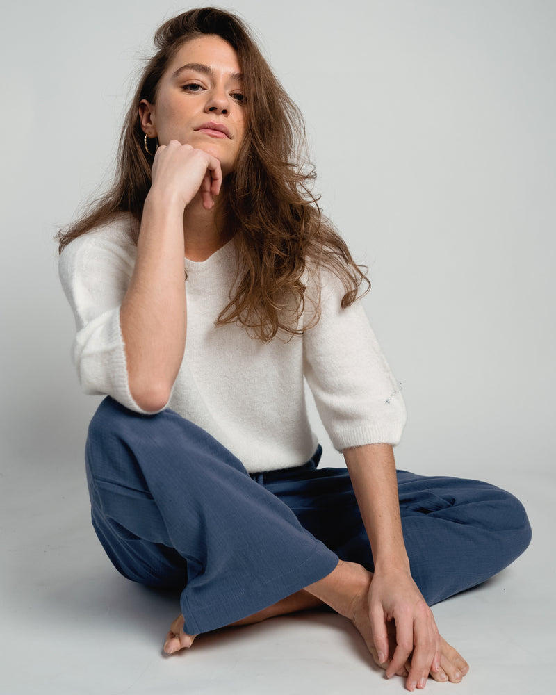 Annabelle Pullover Short Sleeve Off White-zoom-