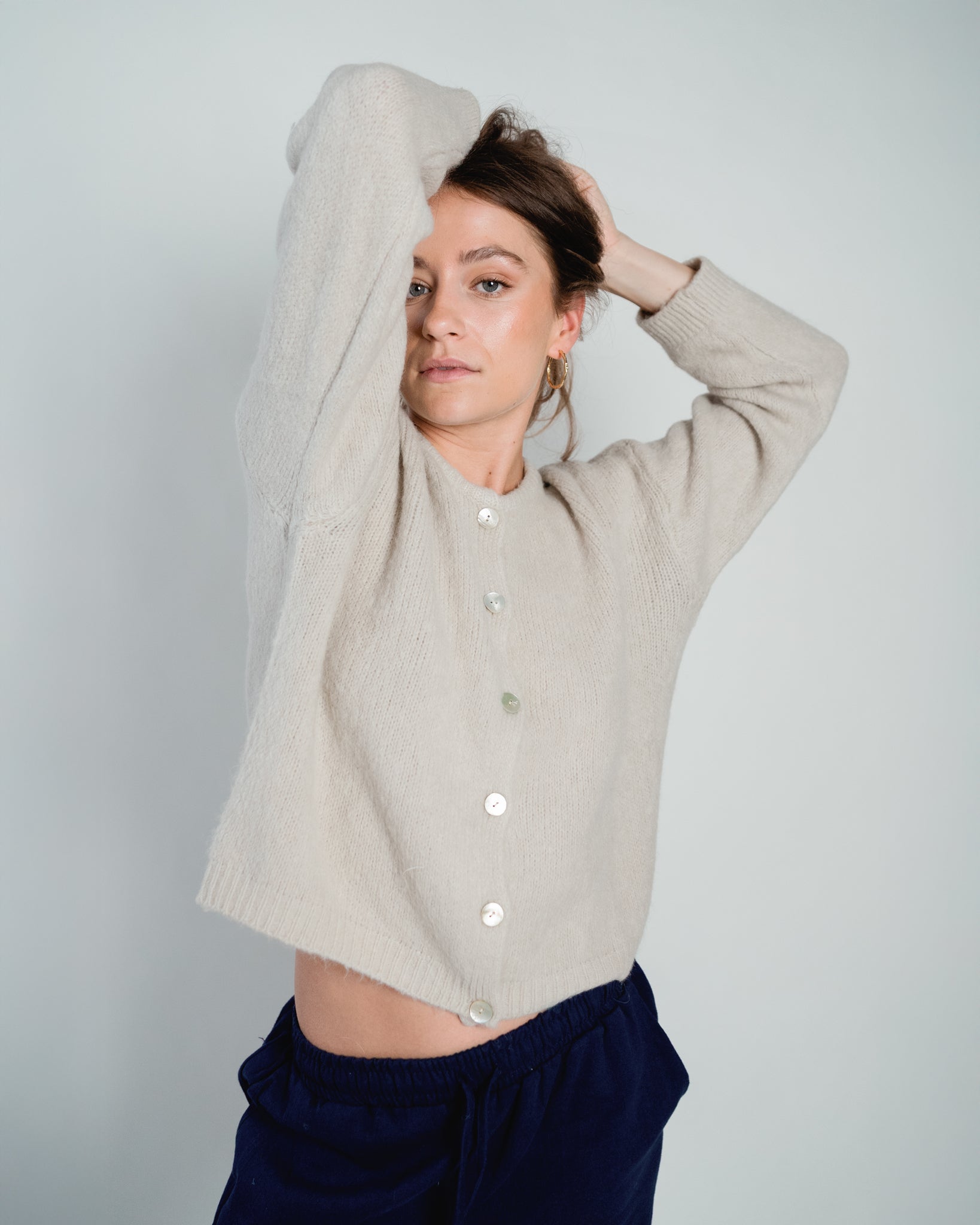 Nathalie Cardigan Buttons Sand