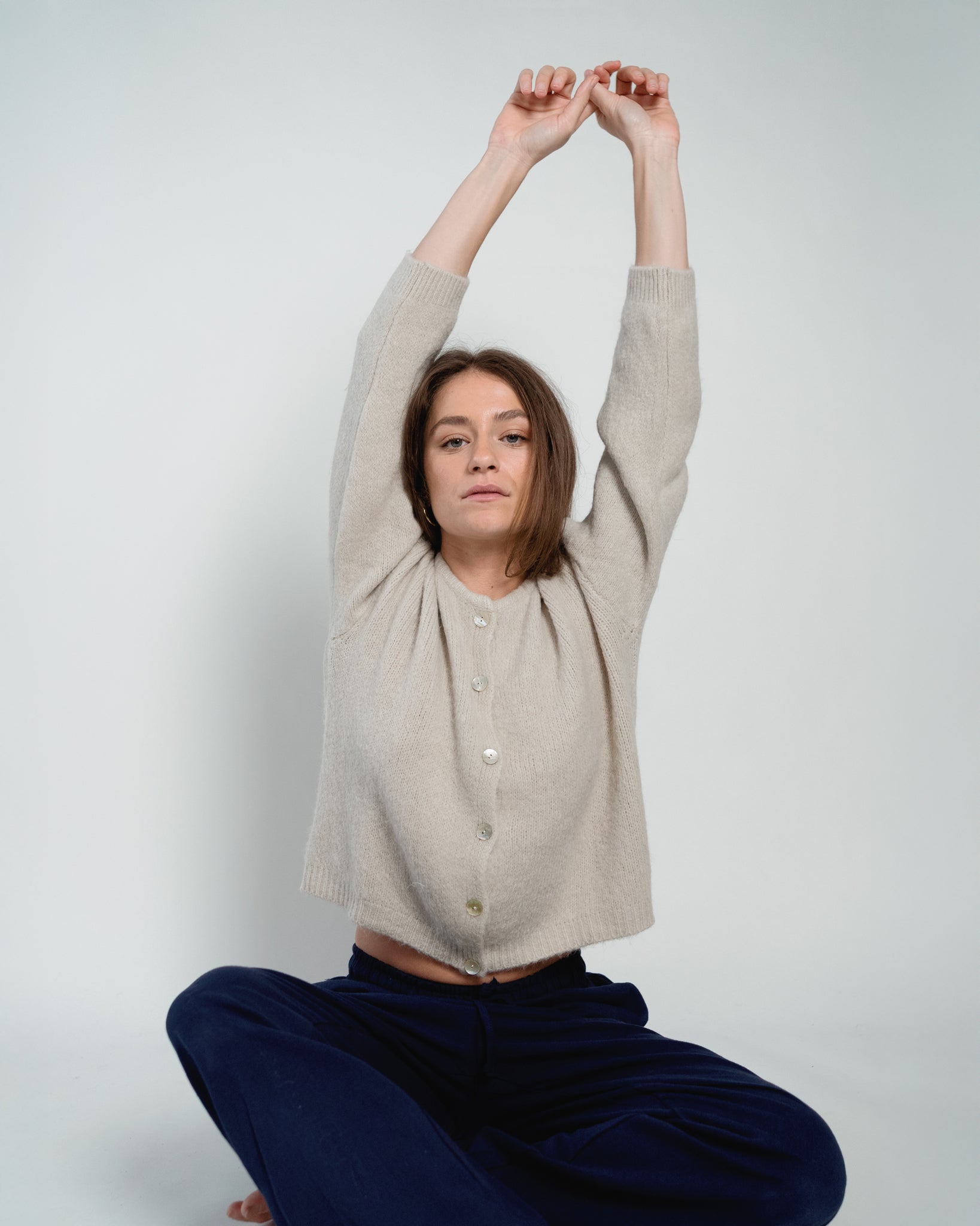 Nathalie Cardigan Buttons Sand-3