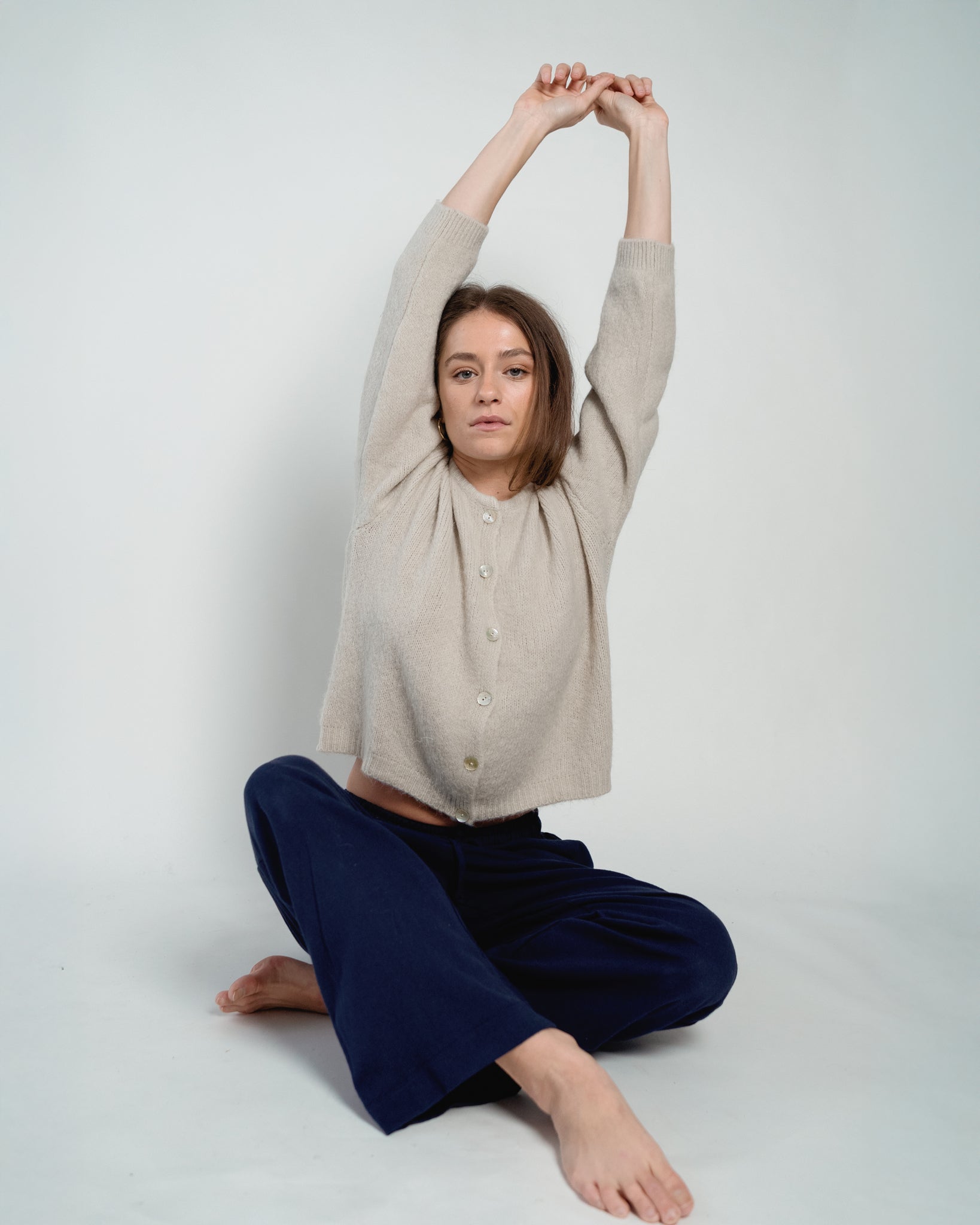 Nathalie Cardigan Buttons Sand-5