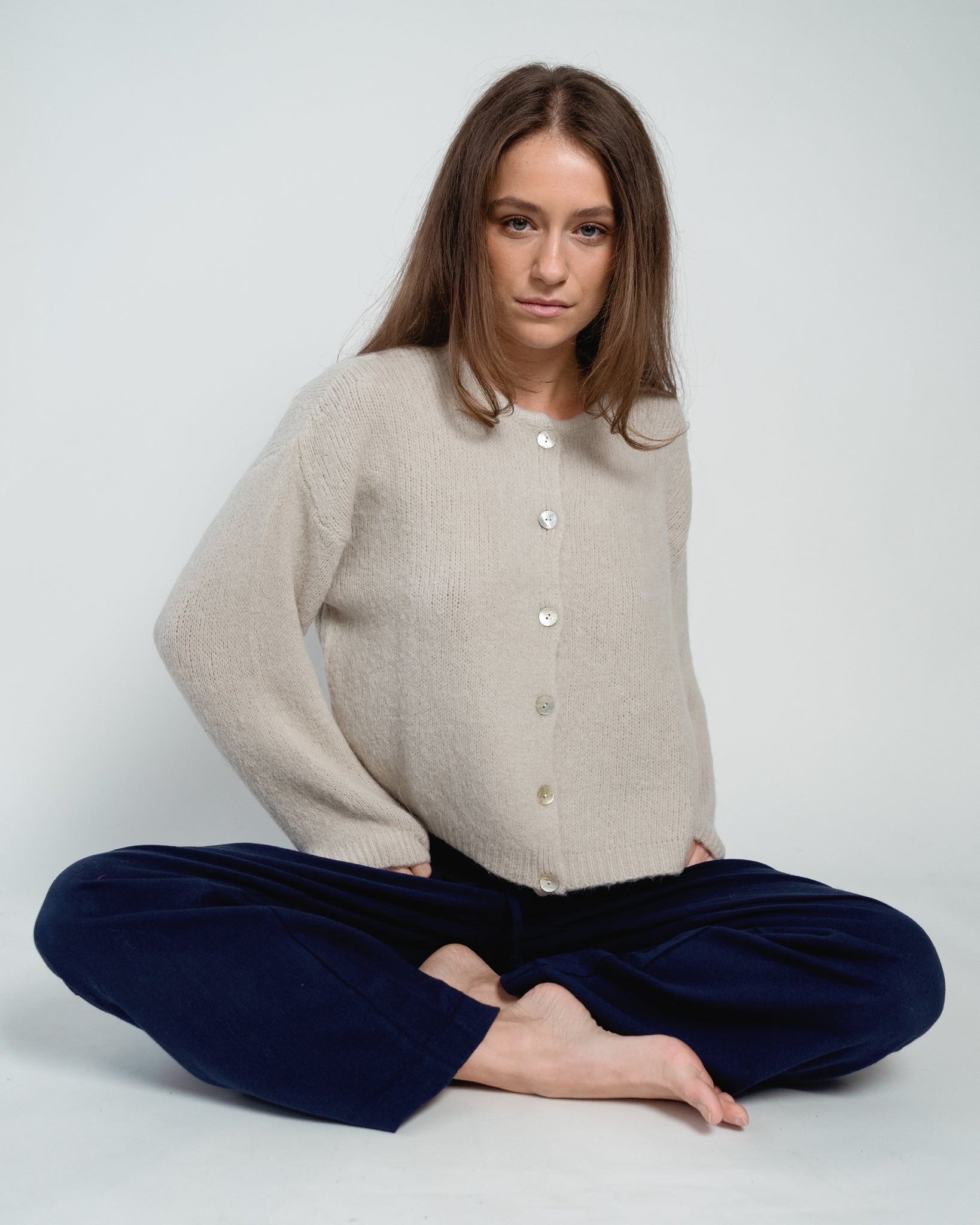 Nathalie Cardigan Buttons Sand-2