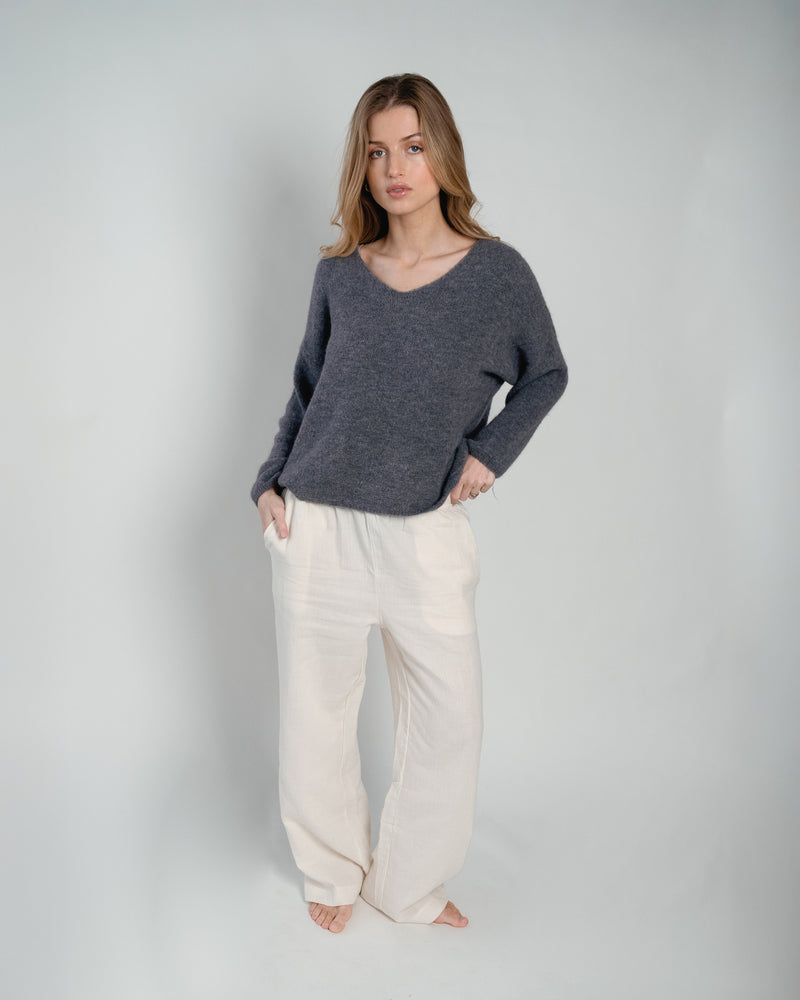Bibi Pullover V-Neck Grey-zoom-